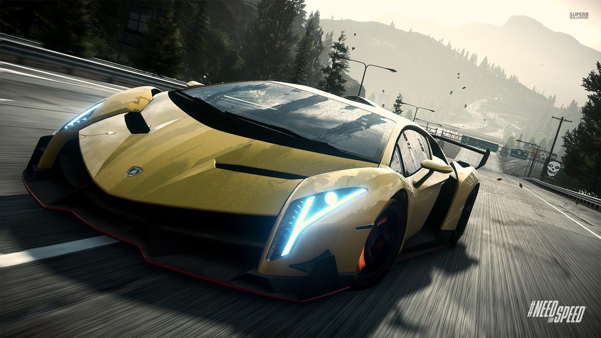 Lamborghini Aventador gialla, 1366x768 HD, Desktop