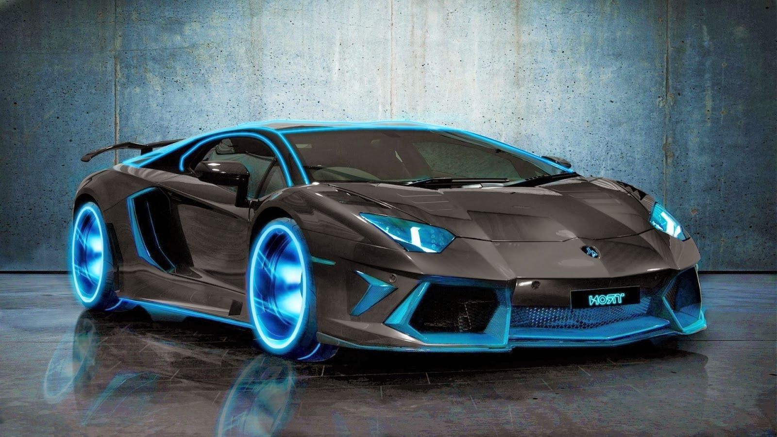 Lamborghini Aventador nera cerchi neon, 1600x900 HD Ready, Desktop