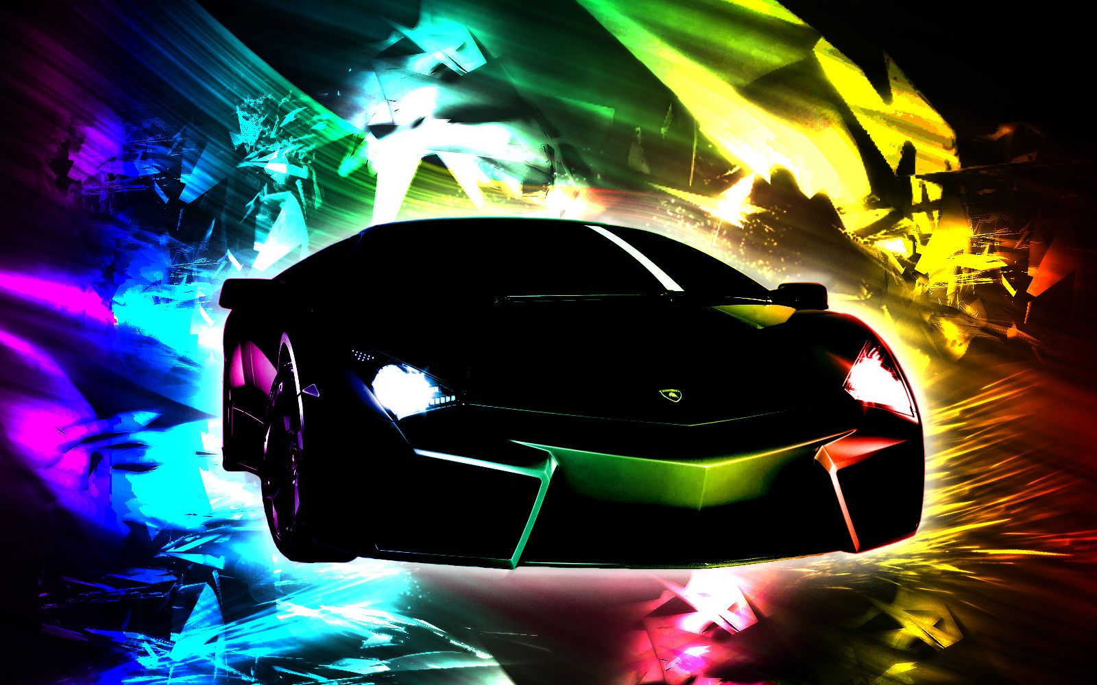 Lamborghini nera luci arcobaleno arte, 1600x1000 900p, Desktop