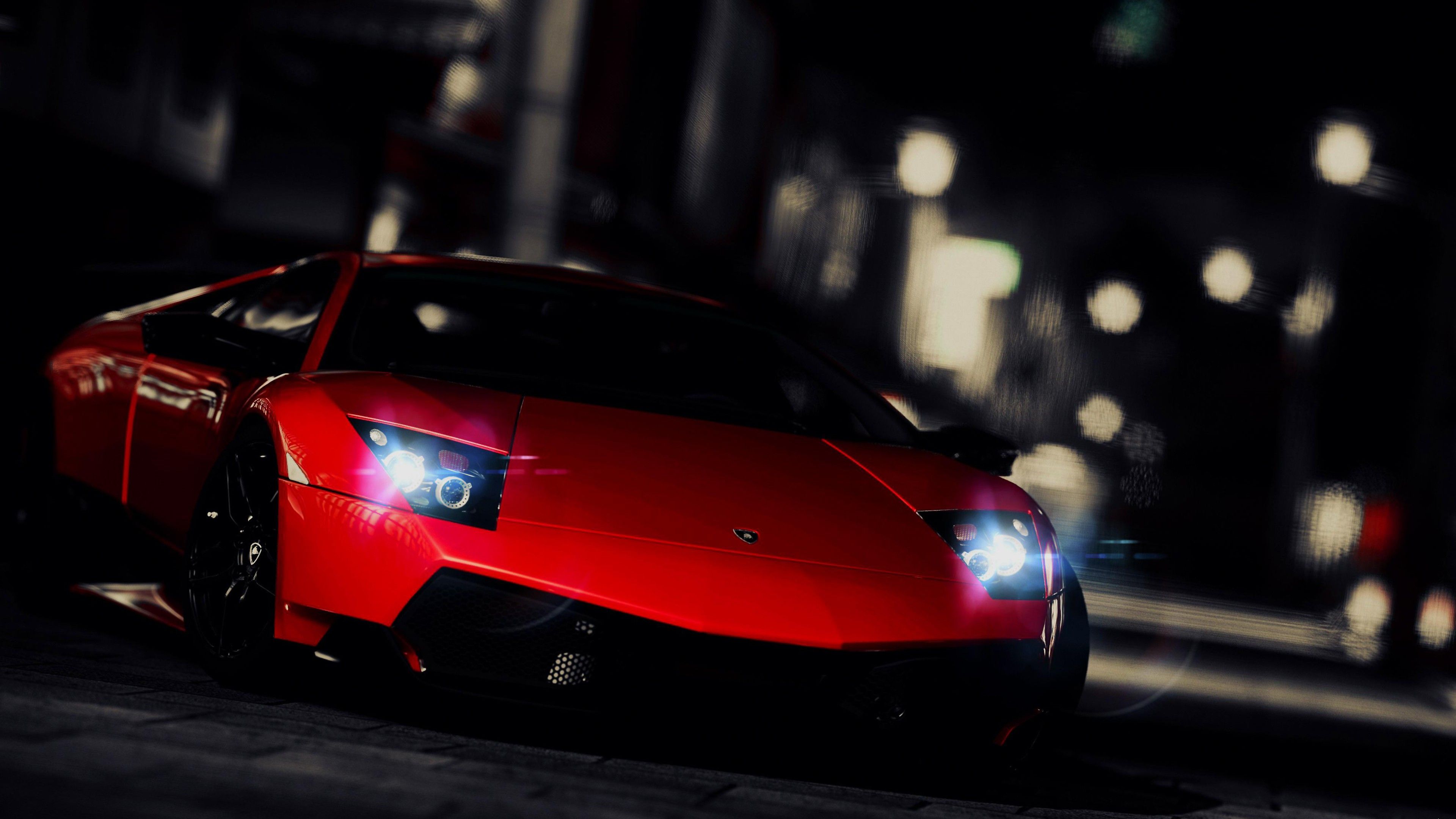 Lamborghini Murcielago rossa notte, 3840x2160 UHD, Monitor 4K