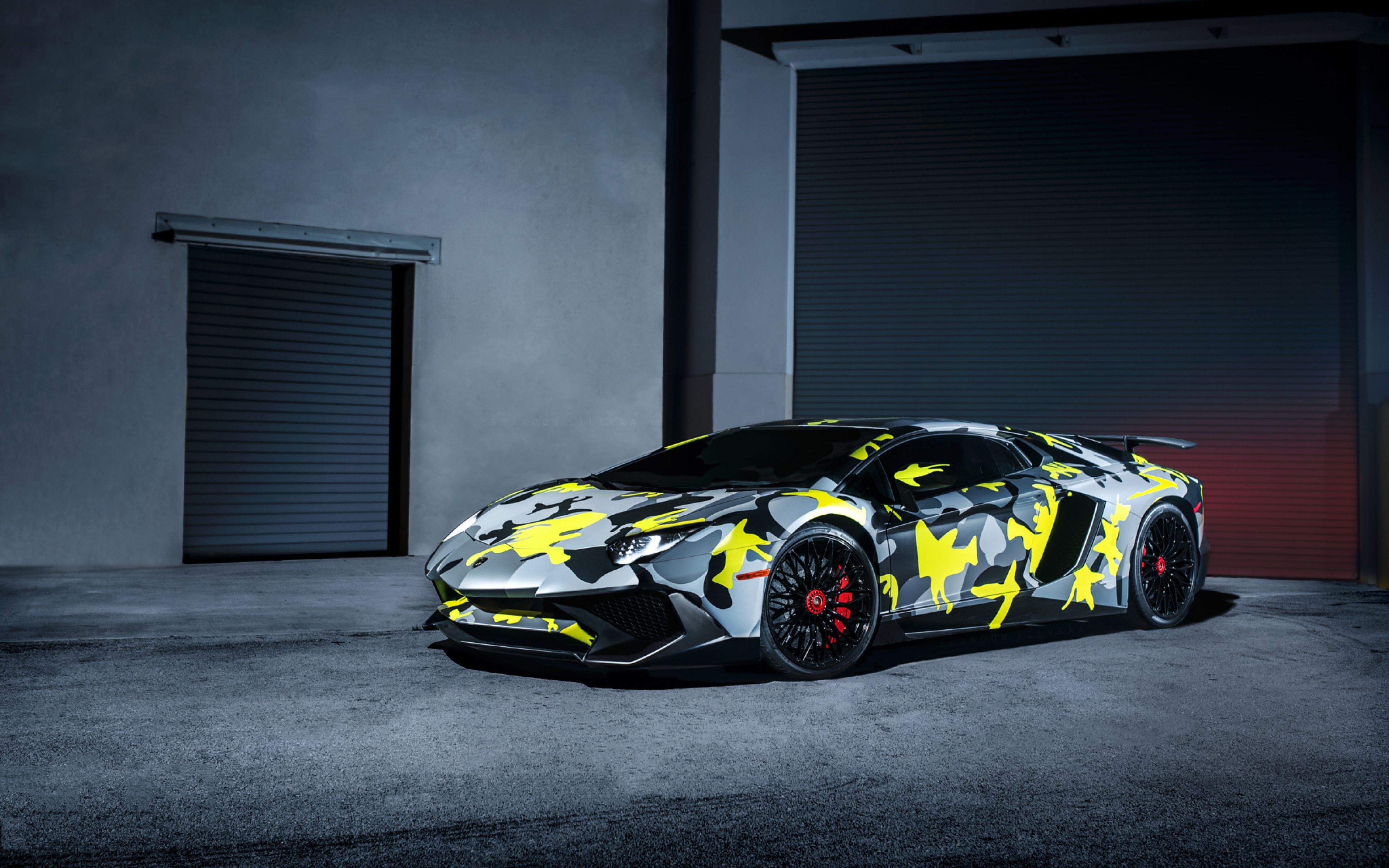 Lamborghini Aventador SV camouflage giallo, 3840x2400 4K, Desktop 4K