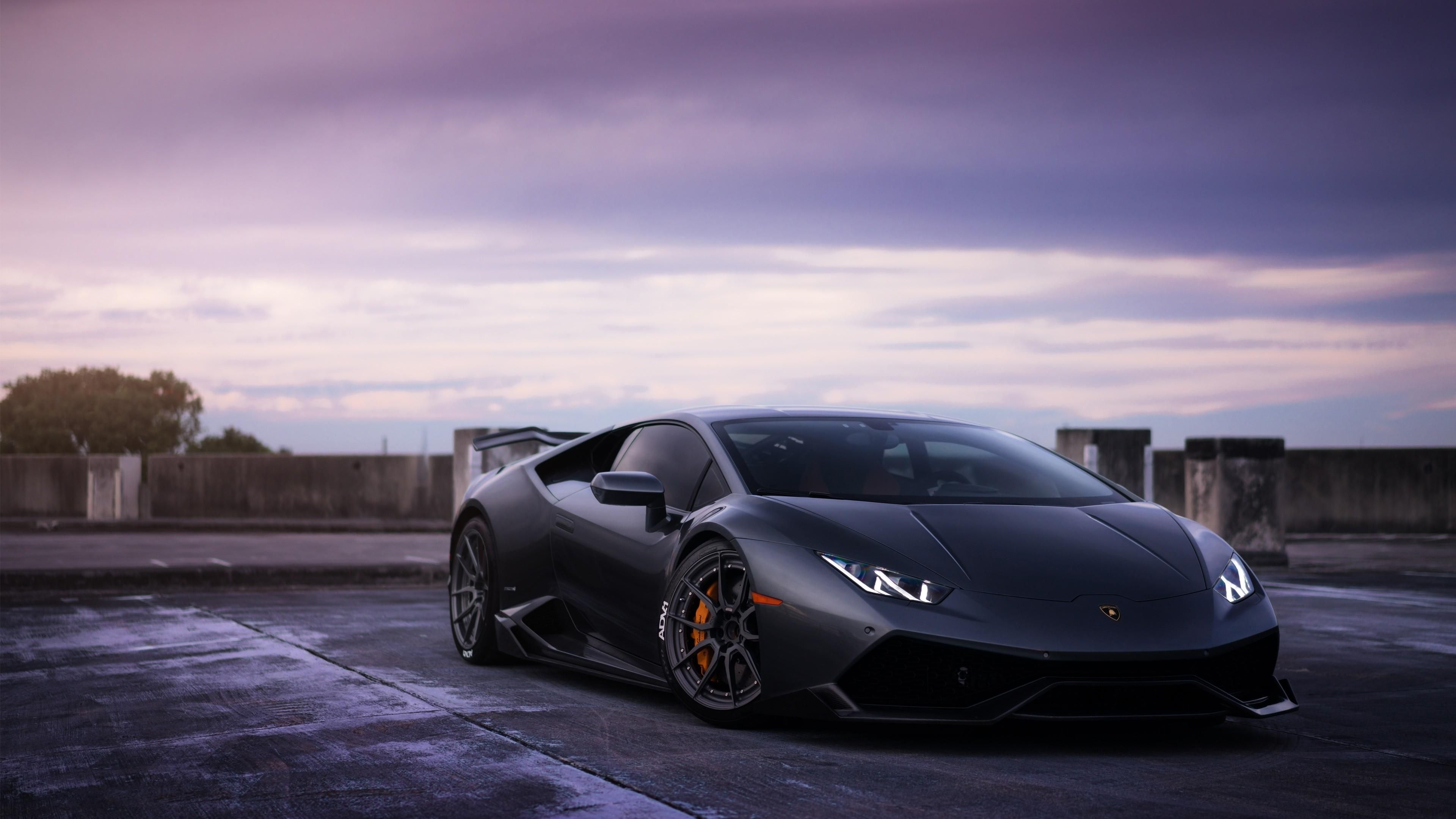 Lamborghini Huracan grigia tramonto, 3840x2160 4K Ultra HD, Monitor 4K