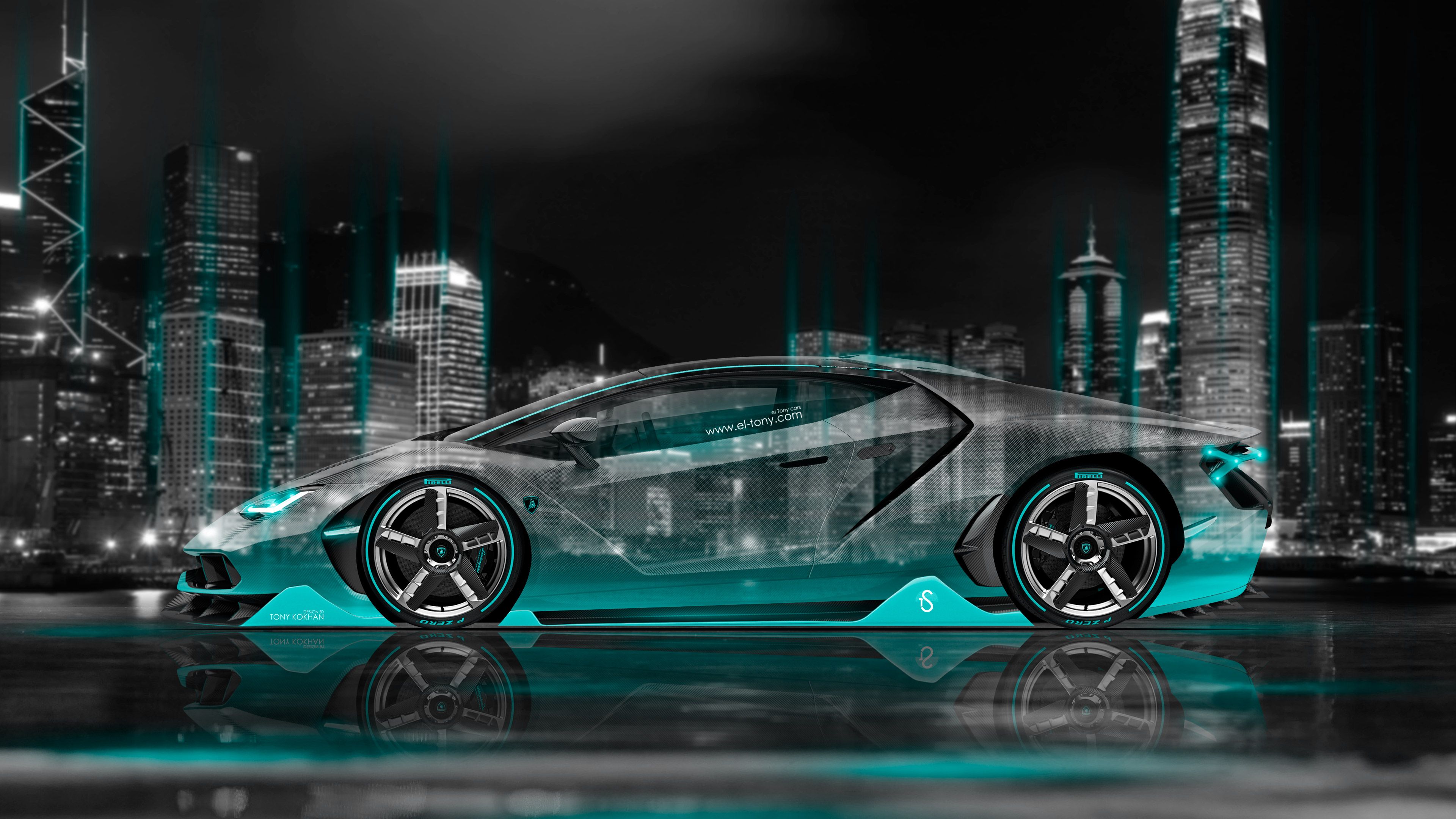 Lamborghini vetro trasparente citta, 3840x2160 4K, Monitor 4K