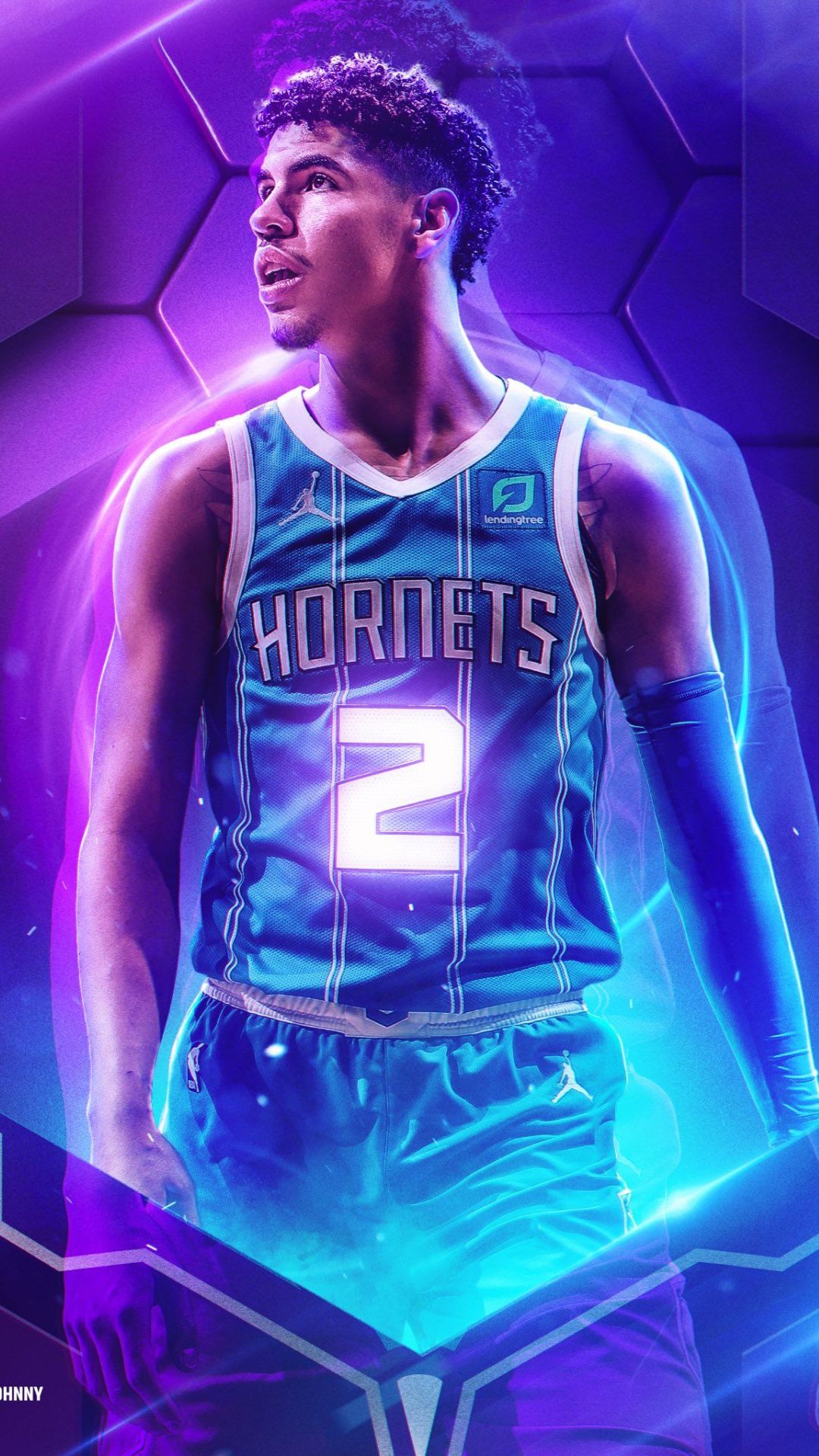 Giocatore basket Hornets neon, 1080x1920 Full HD Verticale, Smartphone