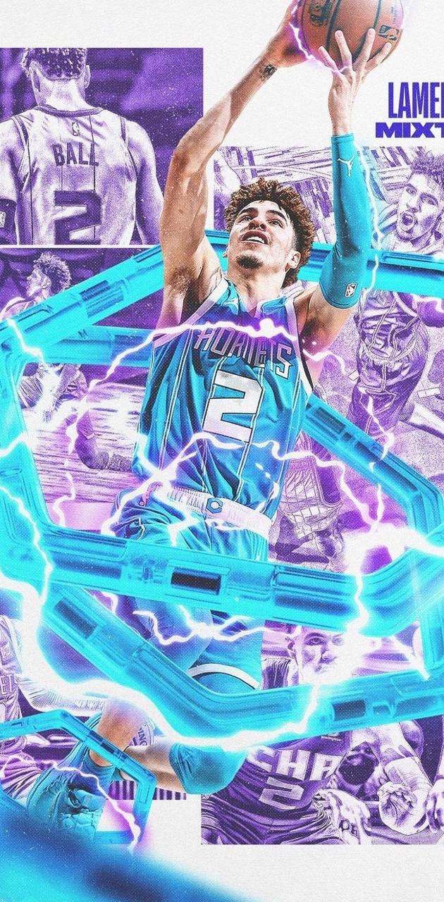 LaMelo Ball basket viola, 630x1280 Full HD Verticale, iPhone