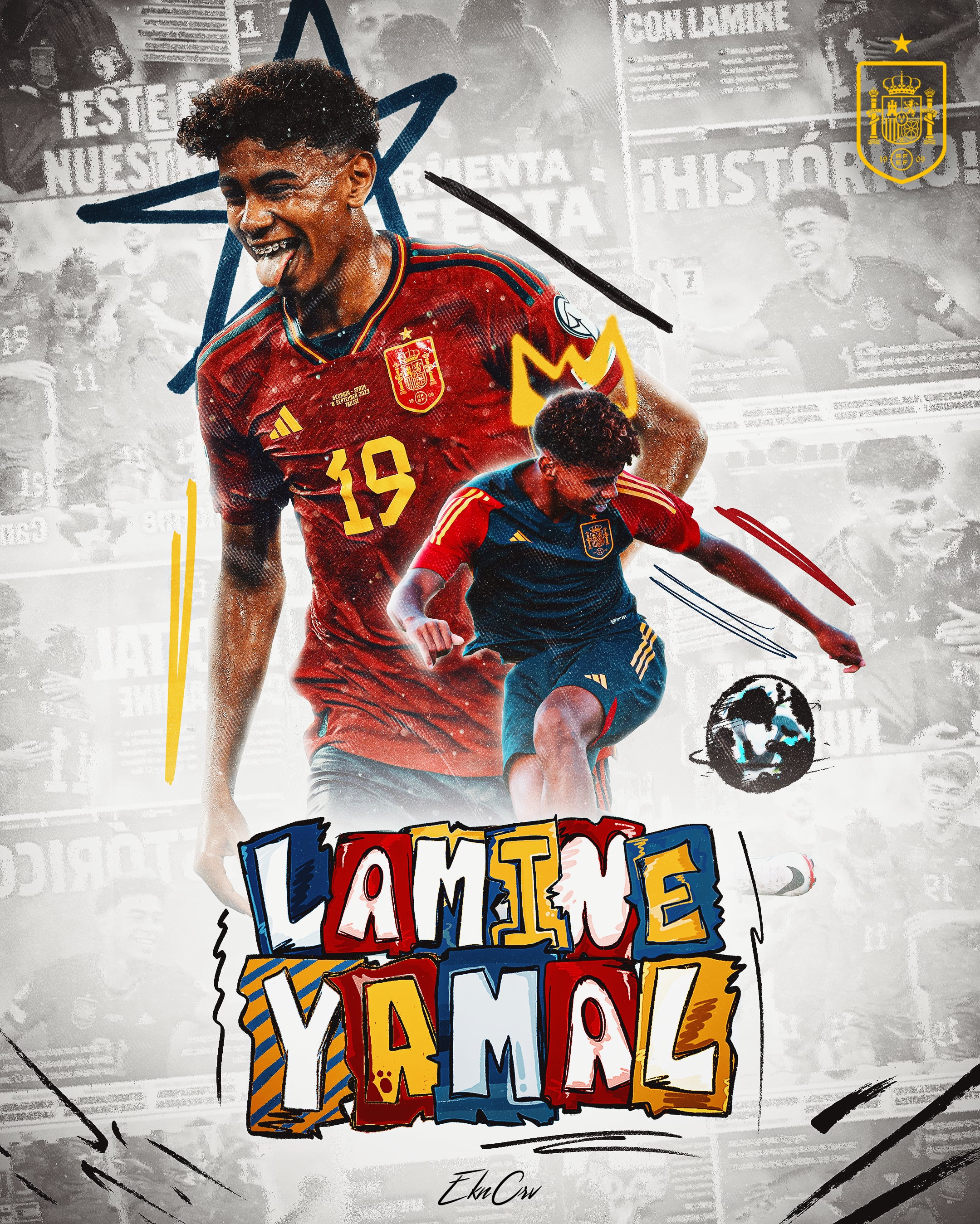 Lamine Yamal artwork calcio, 2160x2700 Full HD Verticale, Smartphone