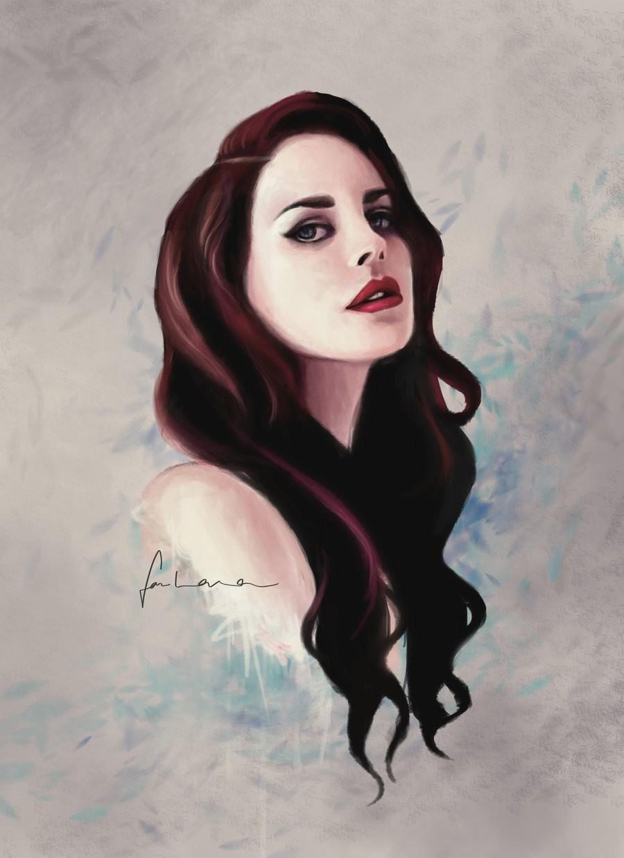 Lana Del Rey ritratto illustrato, 900x1237 Full HD Verticale, iPhone Air