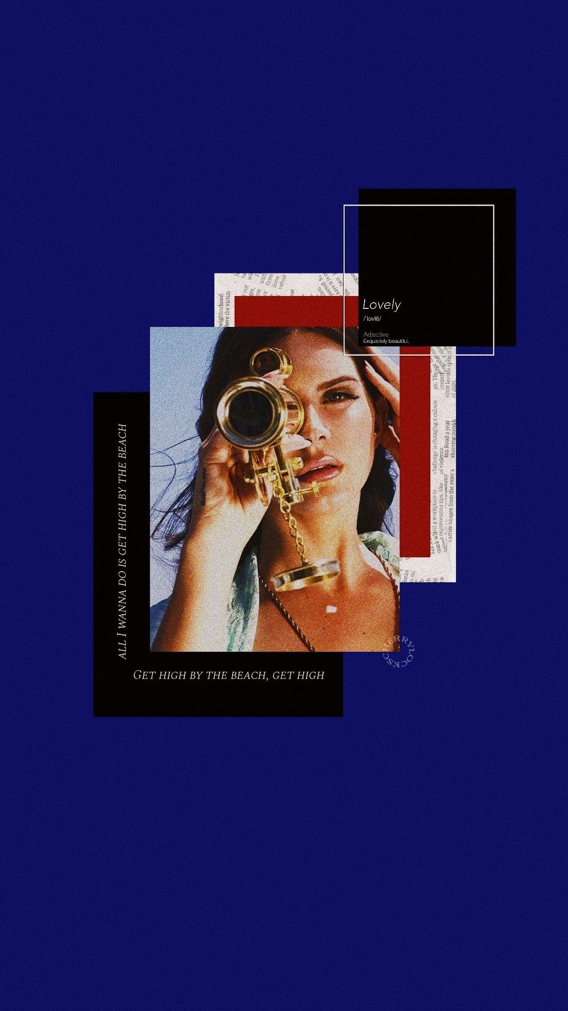 Lana Del Rey collage blu, 1106x1967 Verticale, iPhone Air