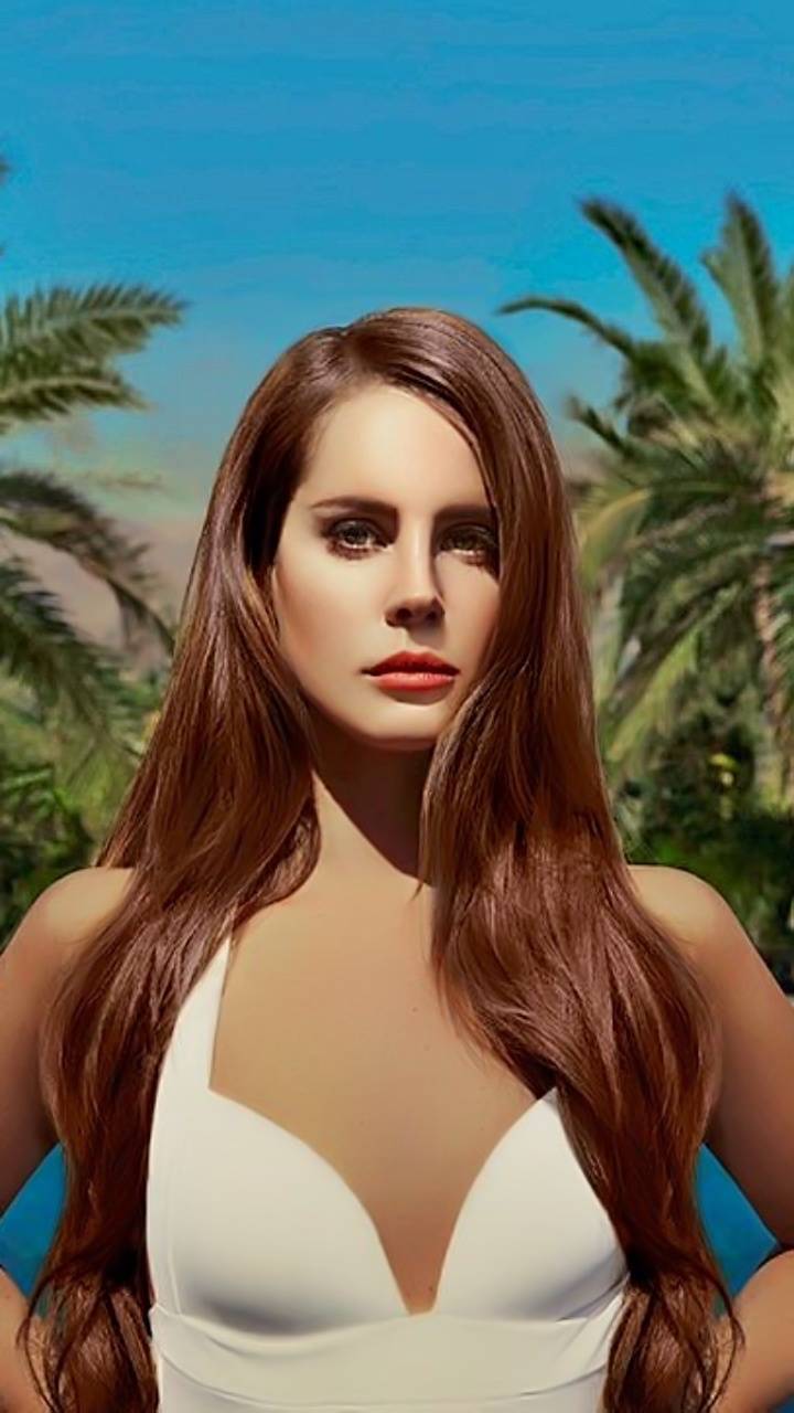 Lana Del Rey con palme, 720x1280 Full HD Verticale, iPhone Pro