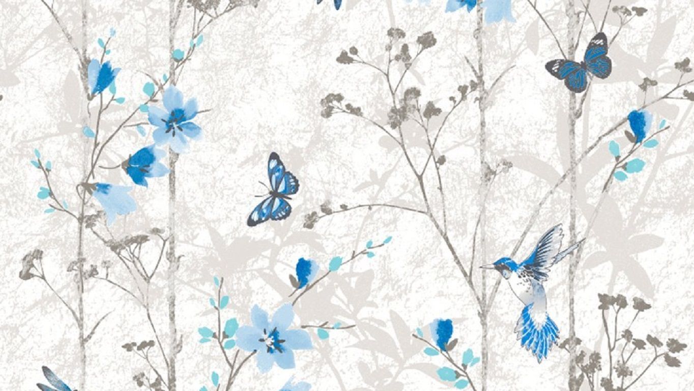 Farfalle blu e fiori, 1364x768 720p, Ultrabook