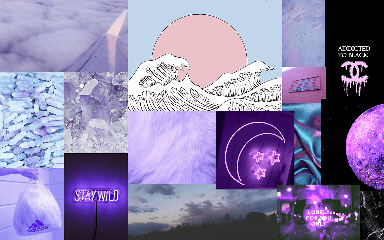 Collage estetico viola pastello, 1280x800 HD, Notebook Gaming