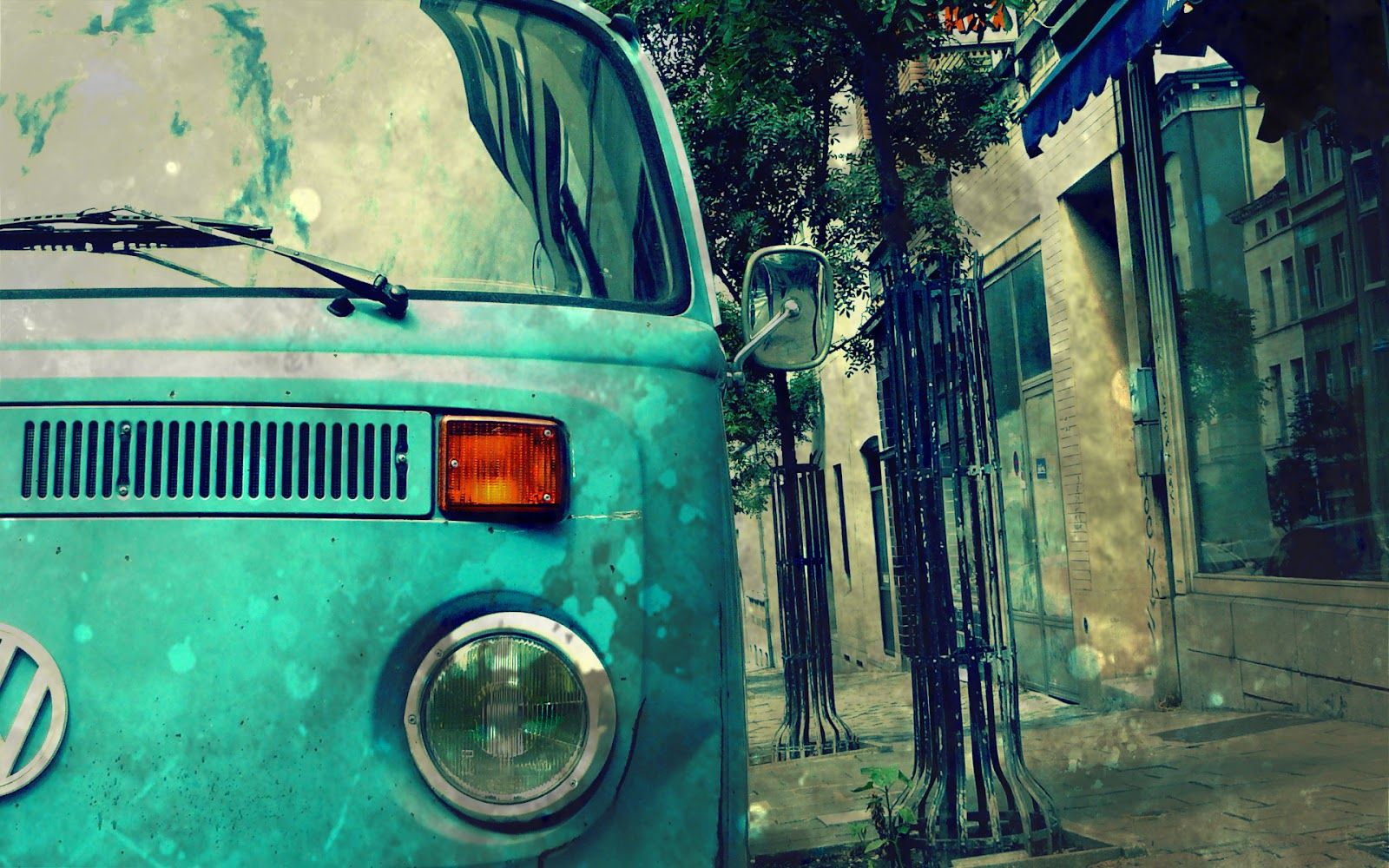 Furgone Volkswagen vintage turchese, 1600x1000 HD Ready, Notebook
