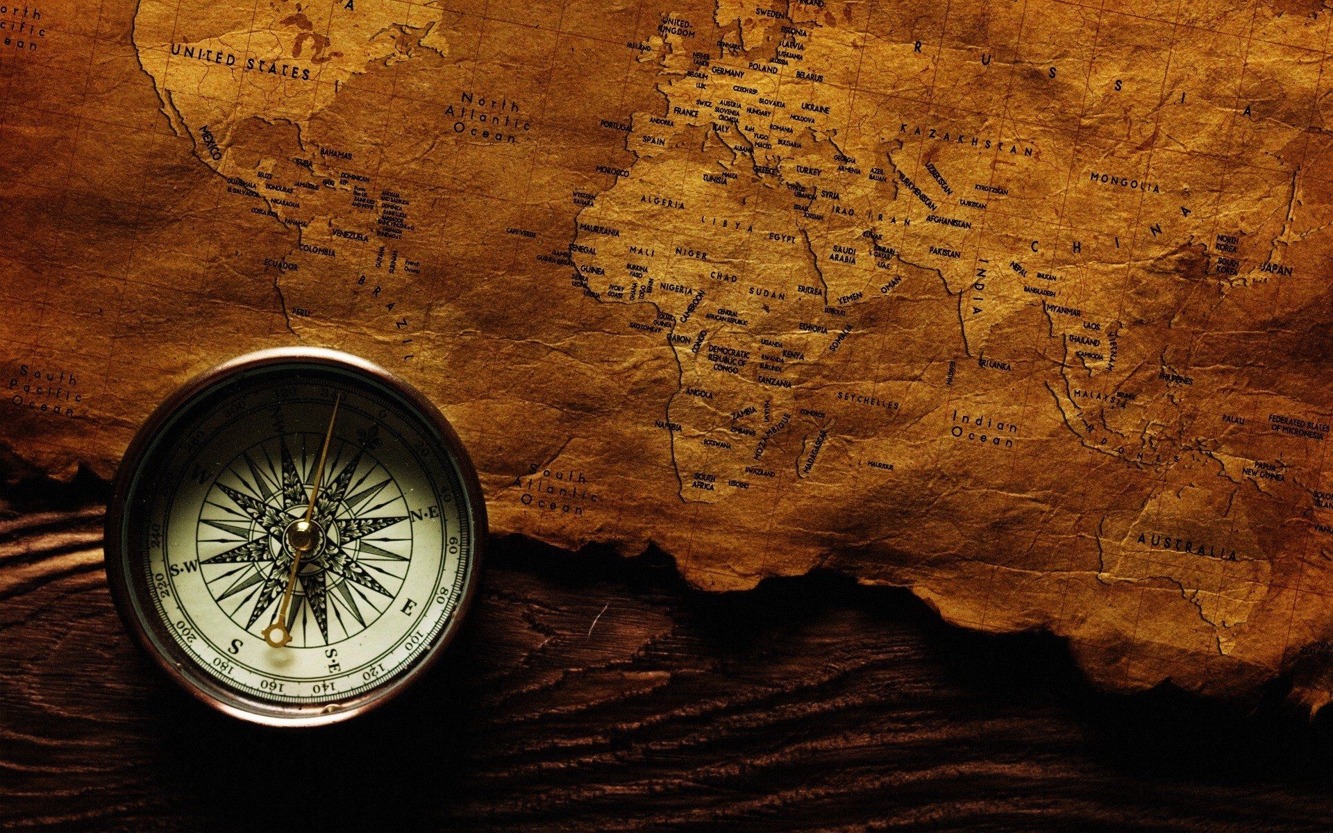 Bussola vintage su mappa antica, 1920x1200 WUXGA, ROG Asus Laptop