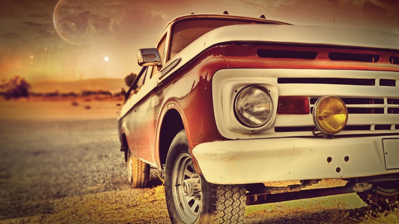 Camioncino vintage rosso deserto, 1366x768 HD, Laptop