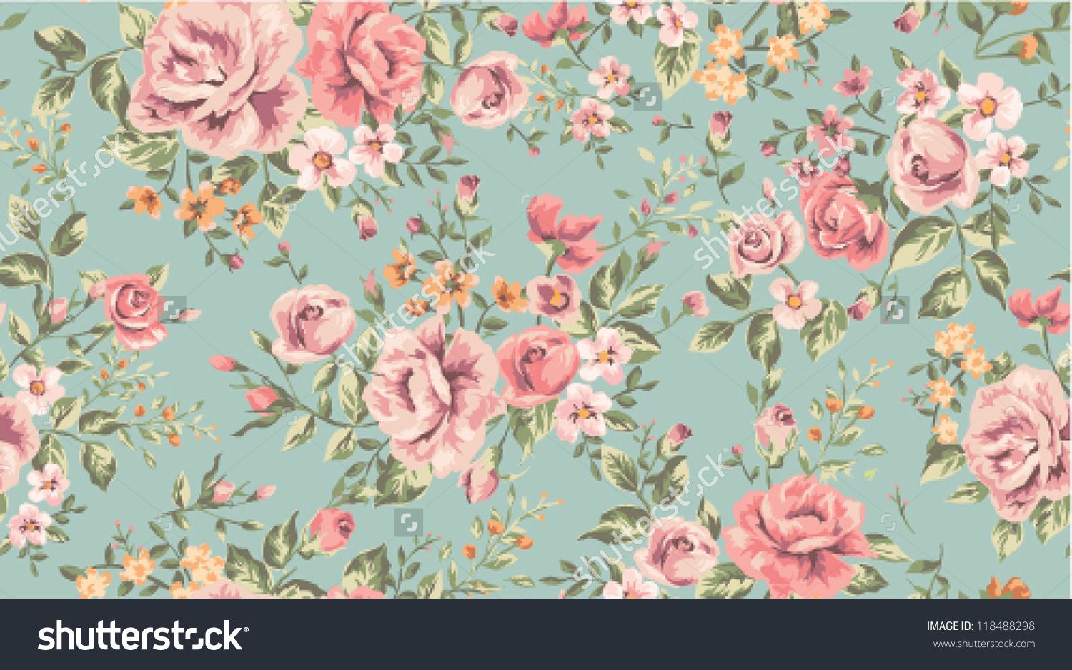 Fiori vintage rosa su verde, 1500x938 720p, Ultrabook