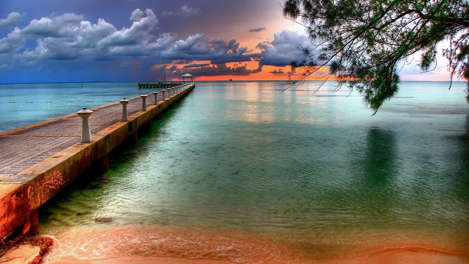 molo tramonto mare tropicale, 1600x900 900p, Ultrabook