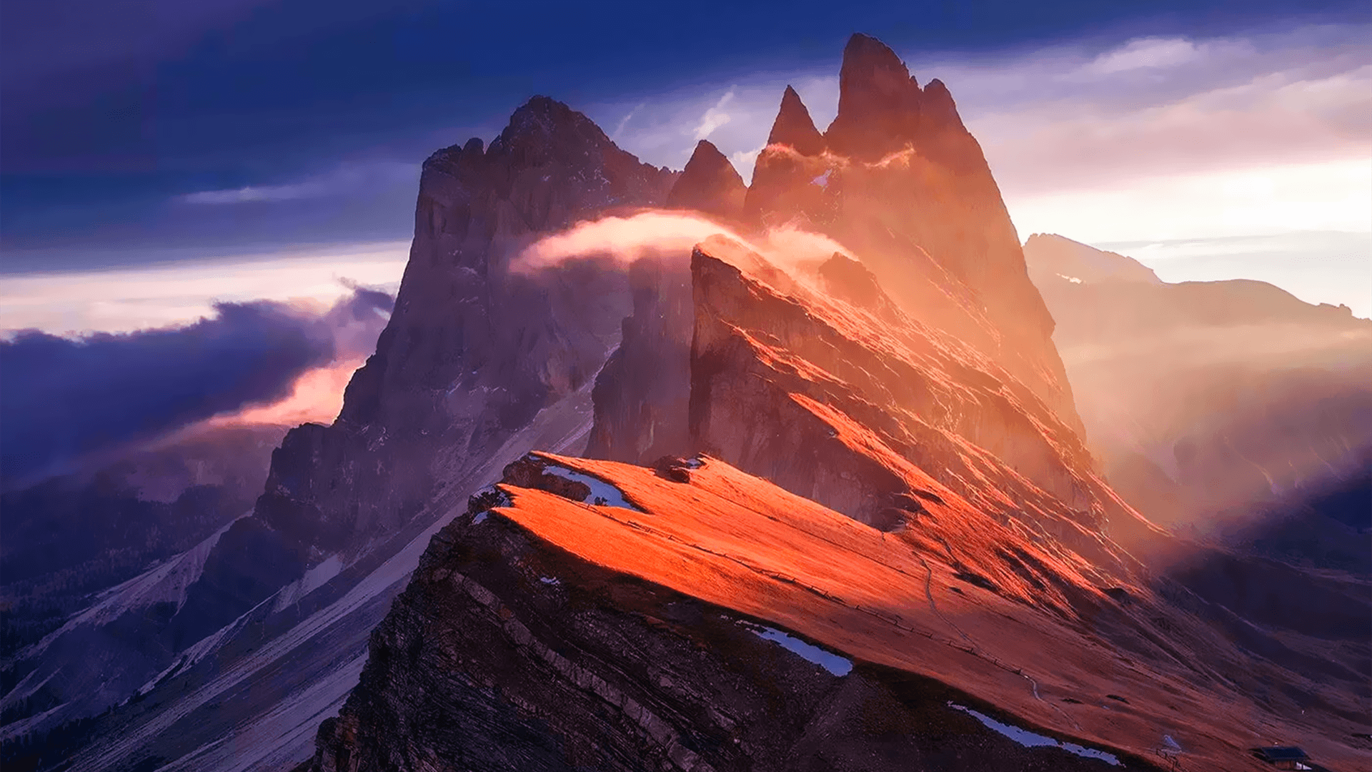 Montagne dolomitiche al tramonto, 1920x1080 Full HD, Laptop