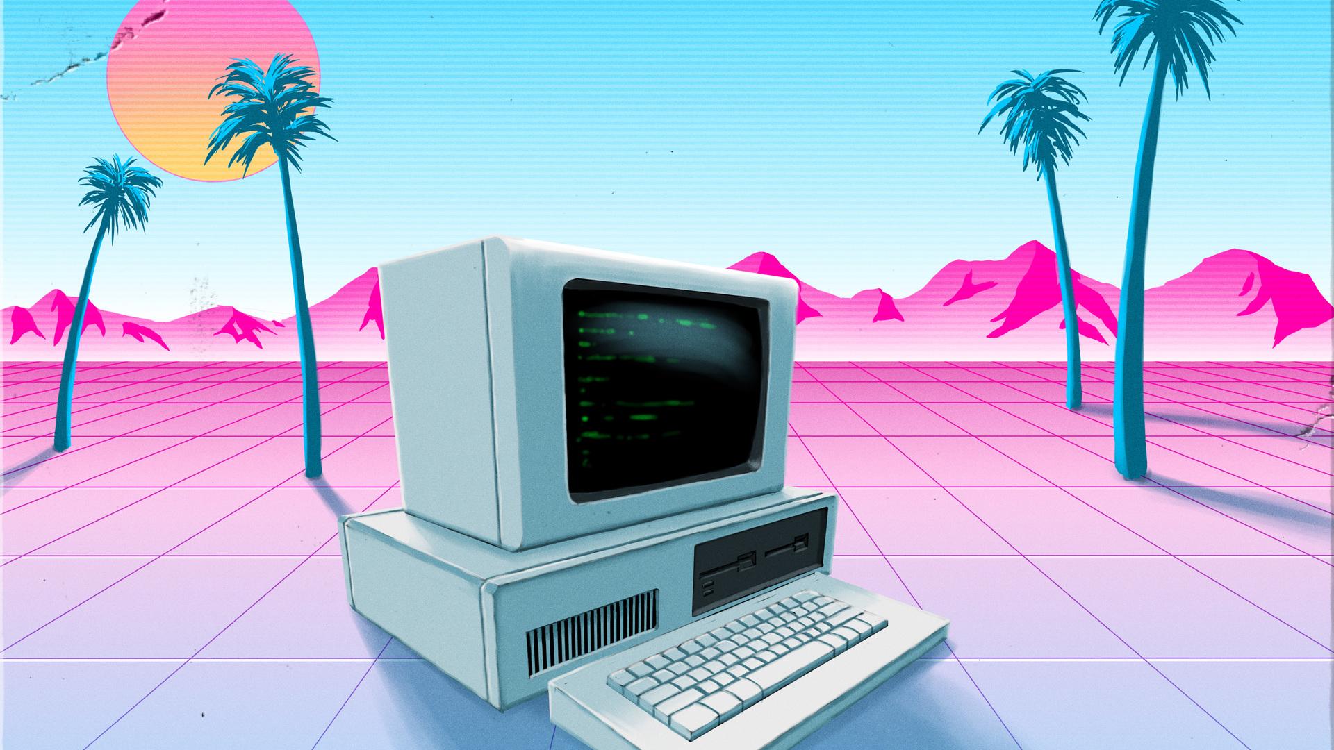 Computer retro stile vaporwave, 1920x1080 1080p, Acer Nitro