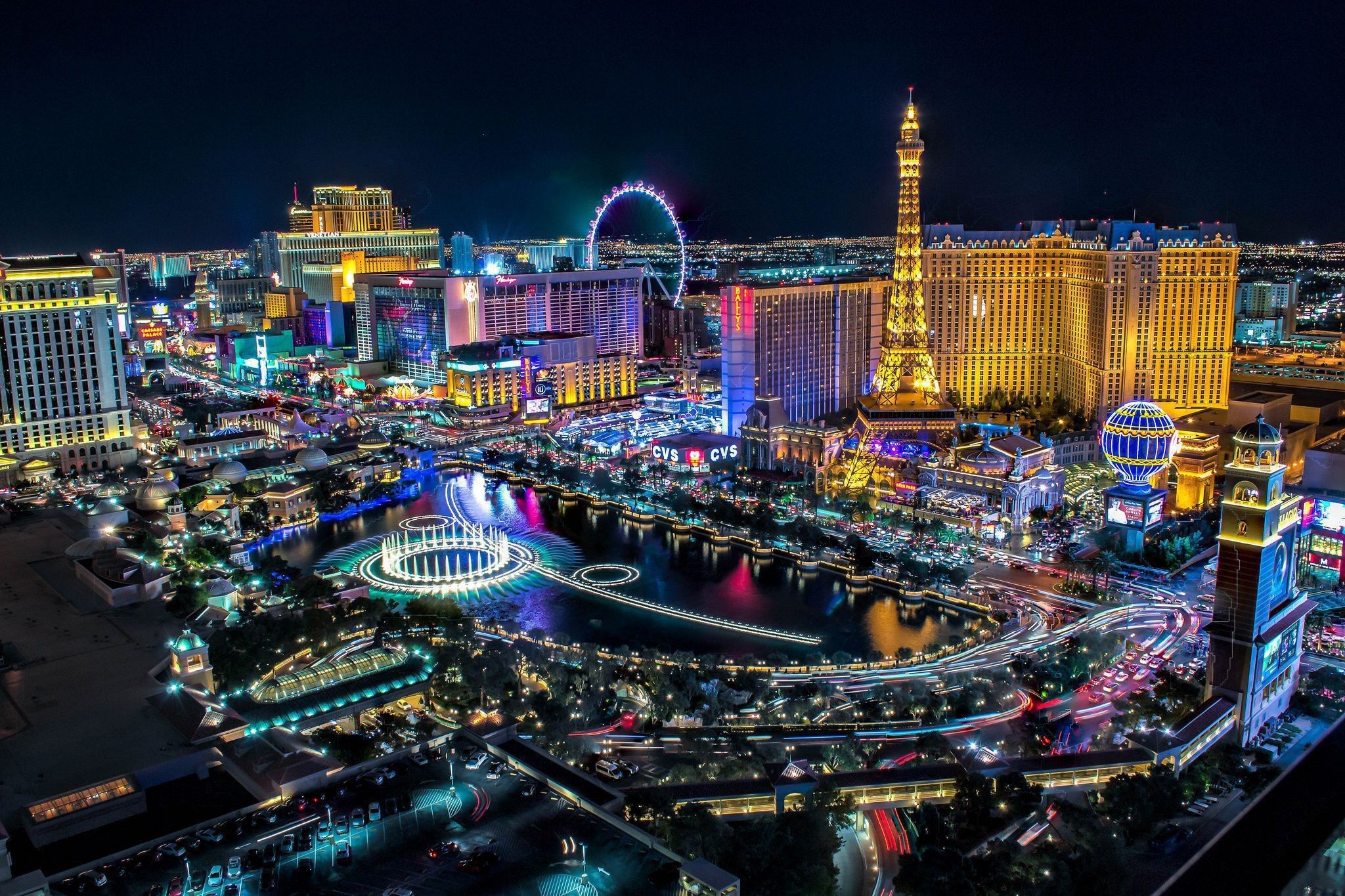 Las Vegas skyline notturno, Nevada, 2048x1365 2K, Desktop