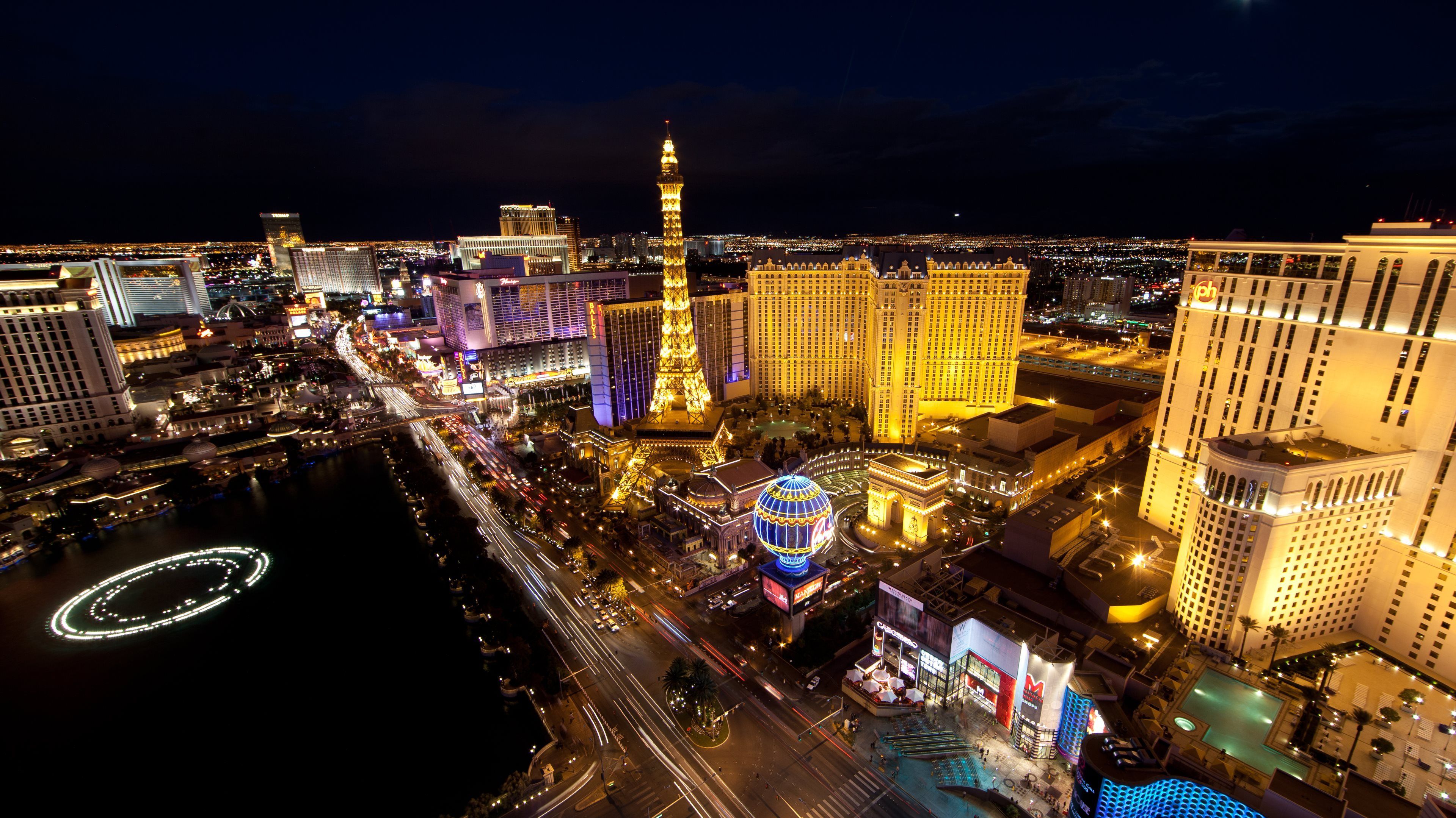 Las Vegas Strip notturna, 3840x2160 4K Ultra HD, Monitor 4K