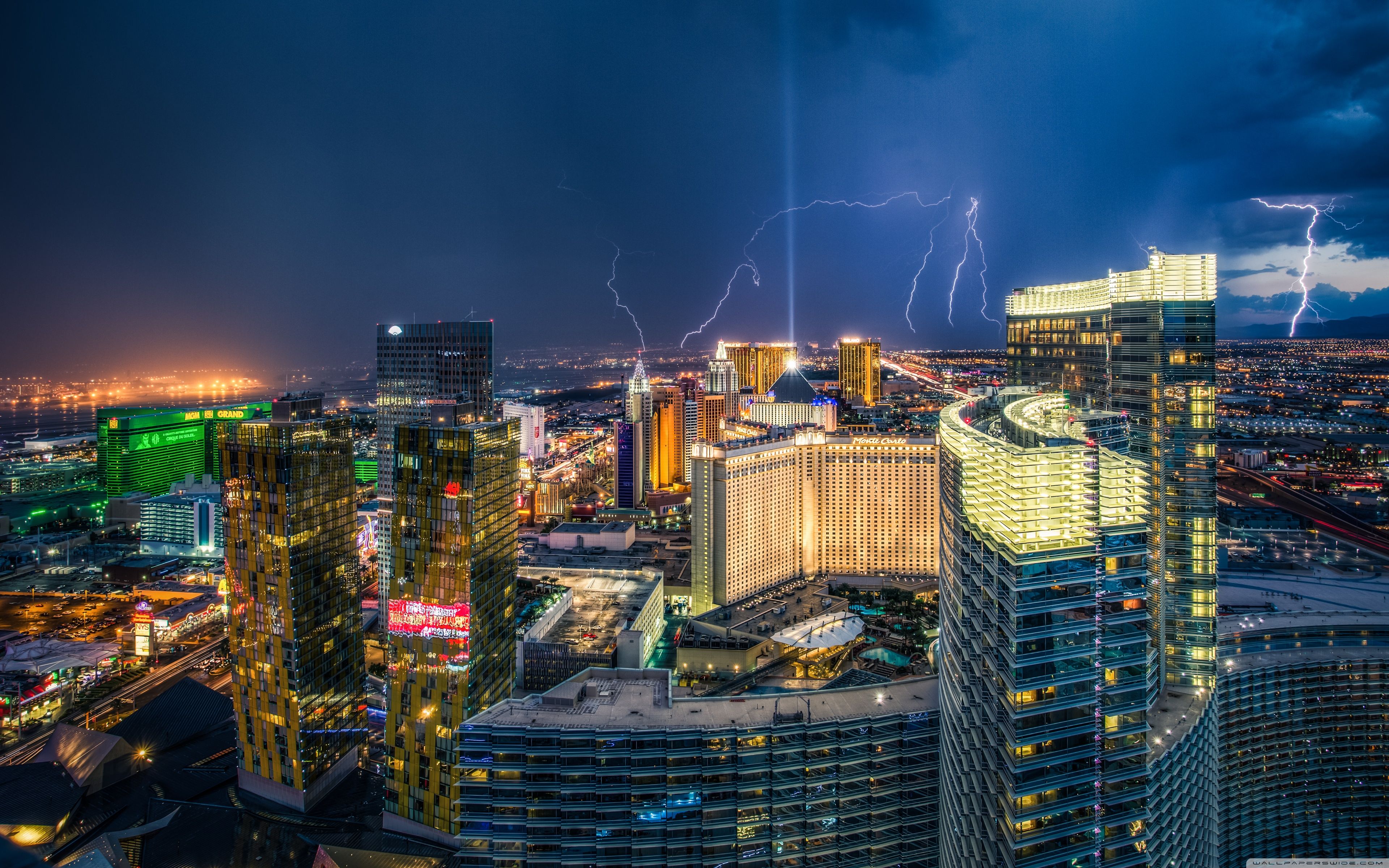 Las Vegas skyline con fulmini, 3840x2400 4K, Desktop 4K