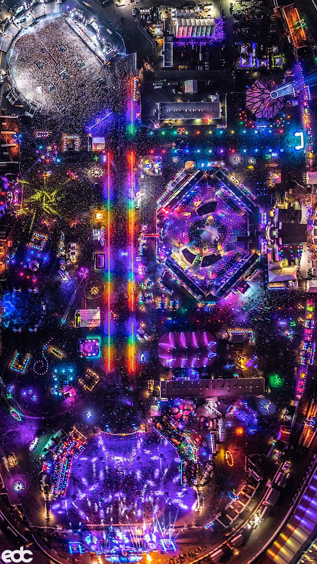 Festival EDC vista aerea notturna, 1080x1920 Full HD Verticale, Smartphone