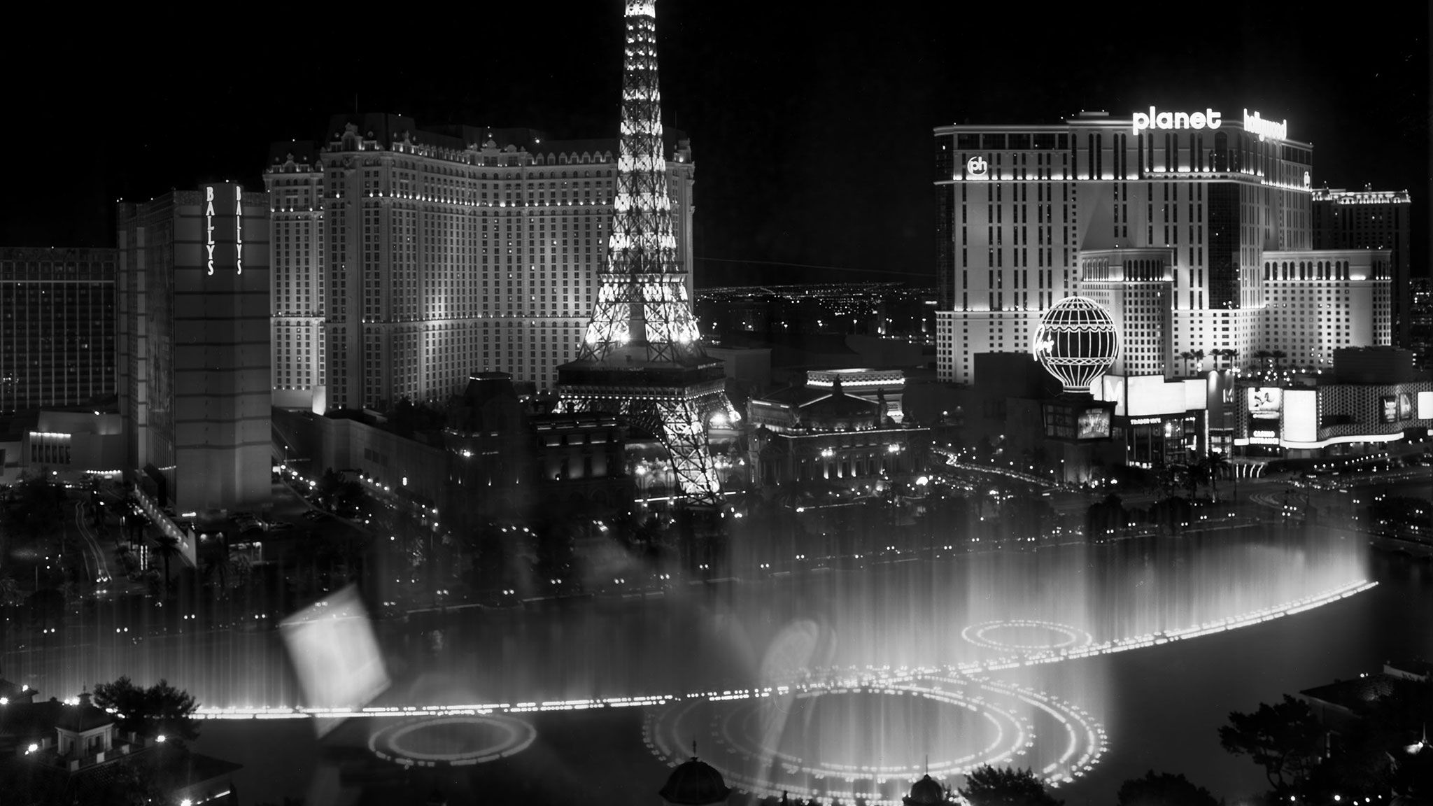 Las Vegas notturna bianco nero, 2048x1152 alta risoluzione, iMac