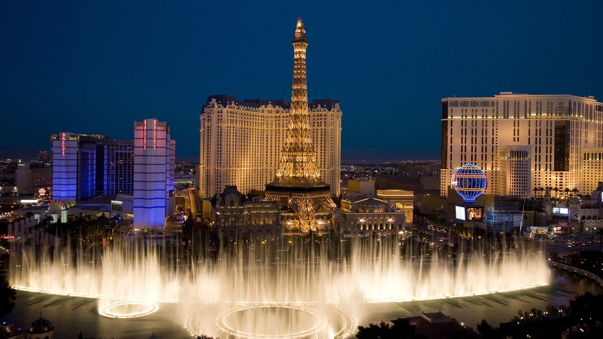 Las Vegas Bellagio fontane notte, 1920x1080 Full HD 1080p, Desktop