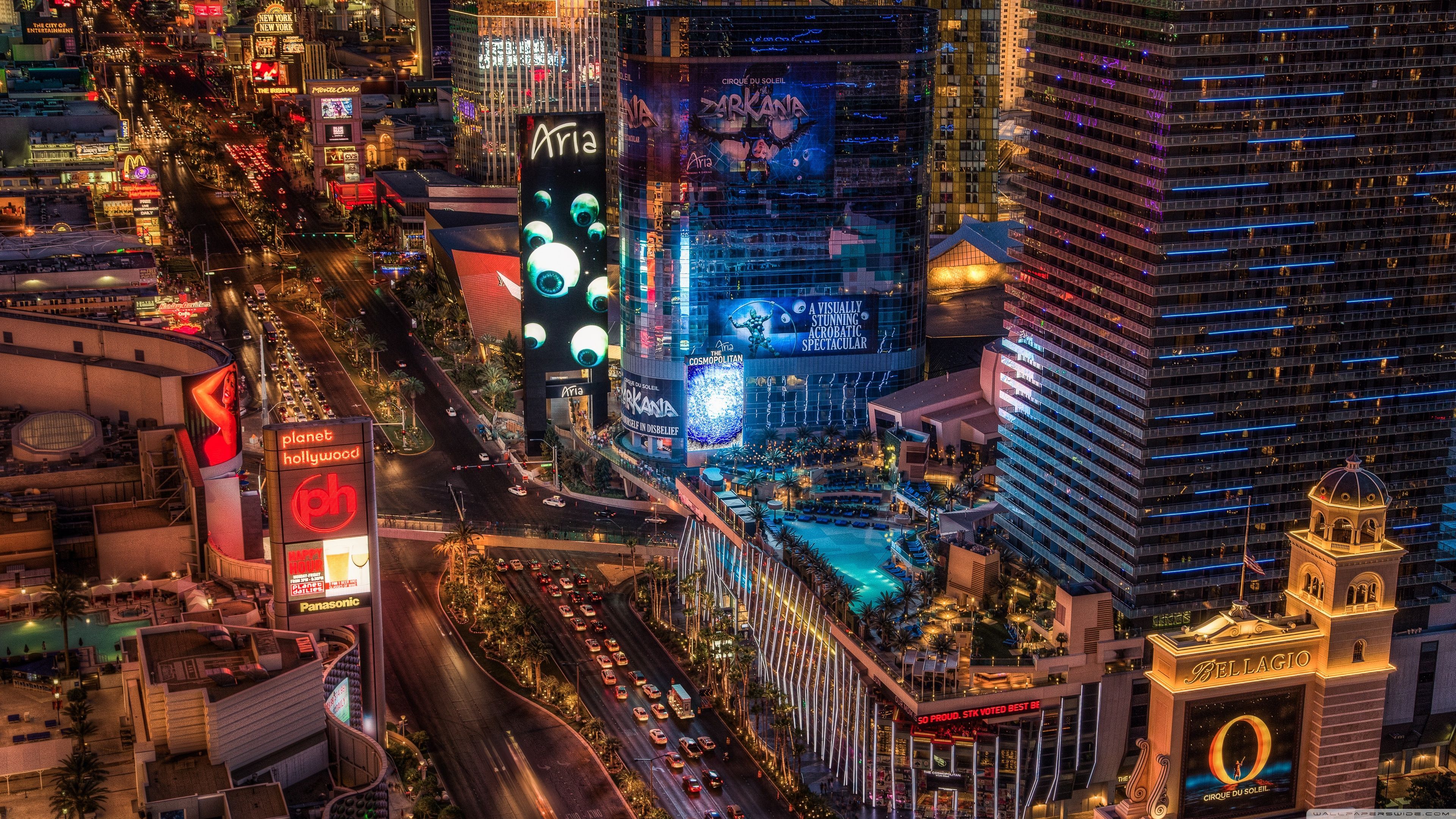 Skyline notturno Las Vegas Strip, 3840x2160 4K, Monitor 4K