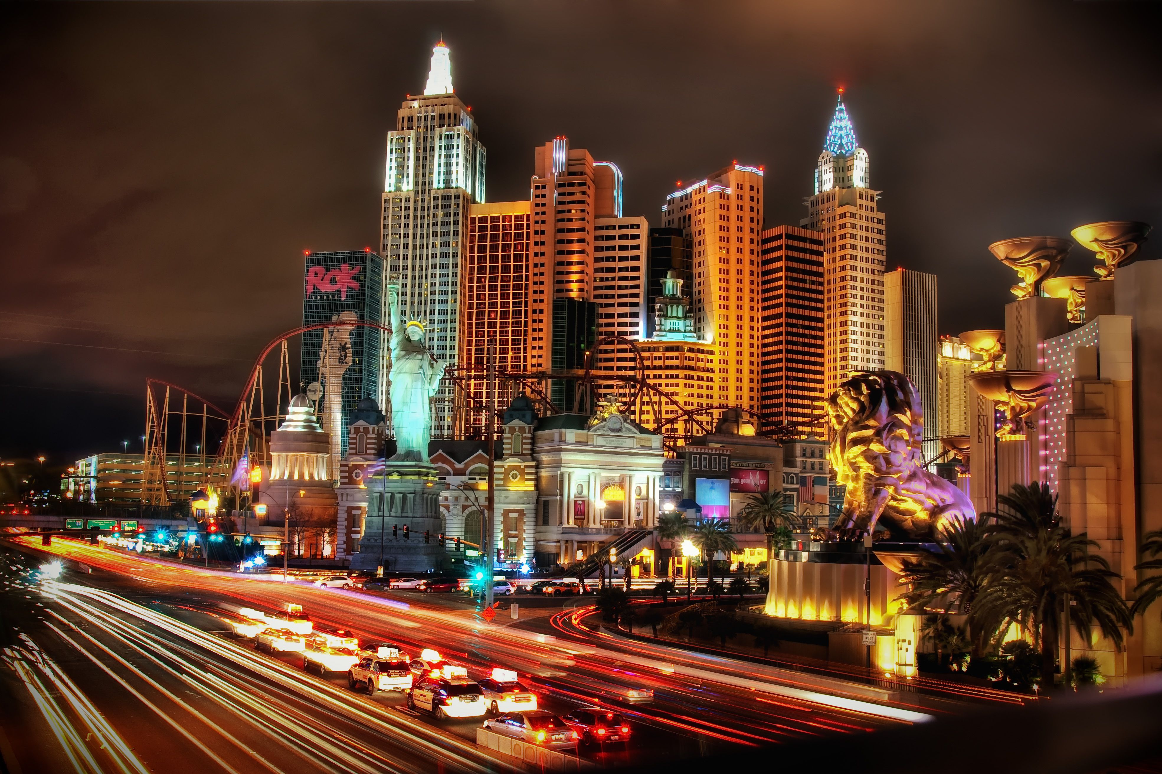 New York-New York casino Las Vegas notte, 3938x2626 UHD, PC 4K