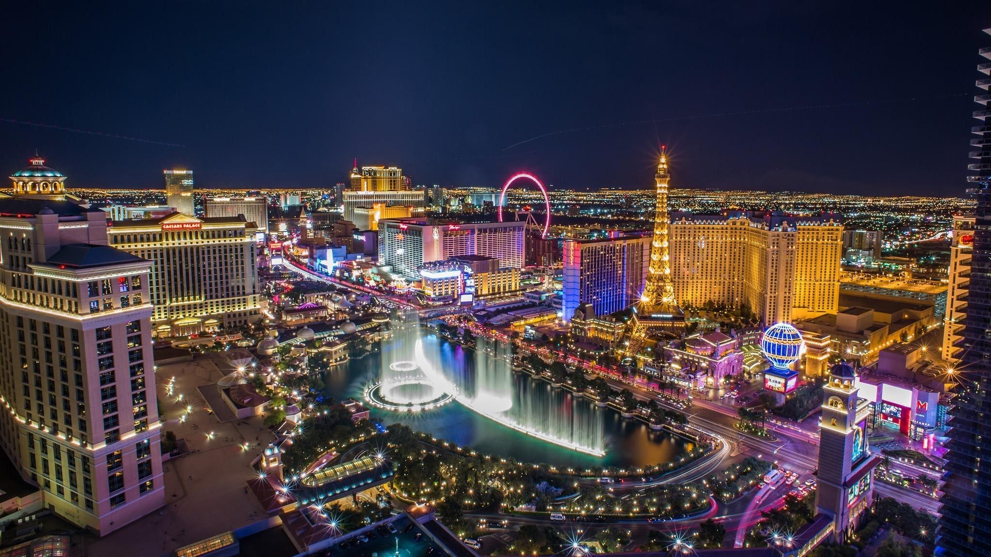 Las Vegas Strip di notte, casino, 2044x1150 2K, Desktop