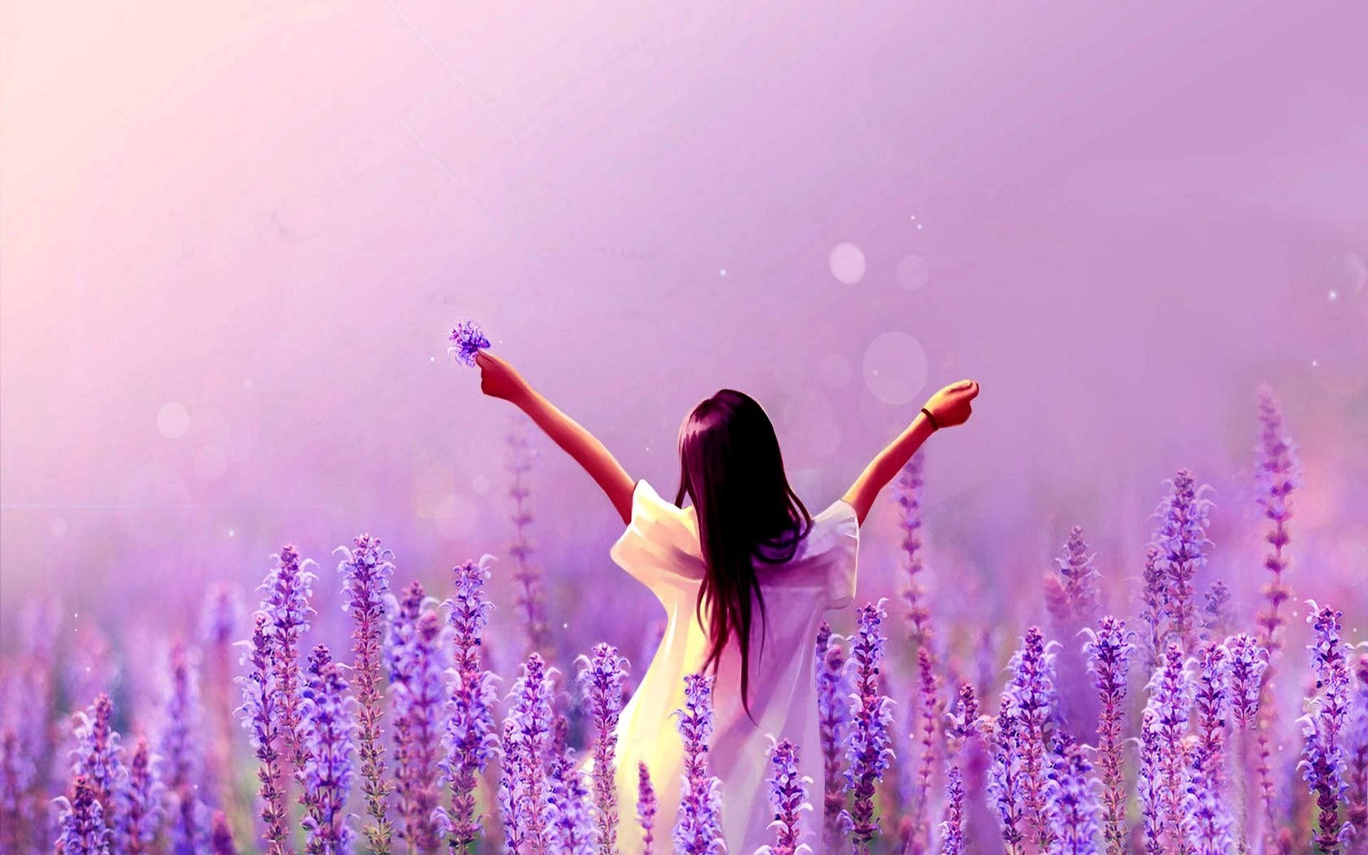 Ragazza in campo di lavanda, 1920x1200 WUXGA, Laptop