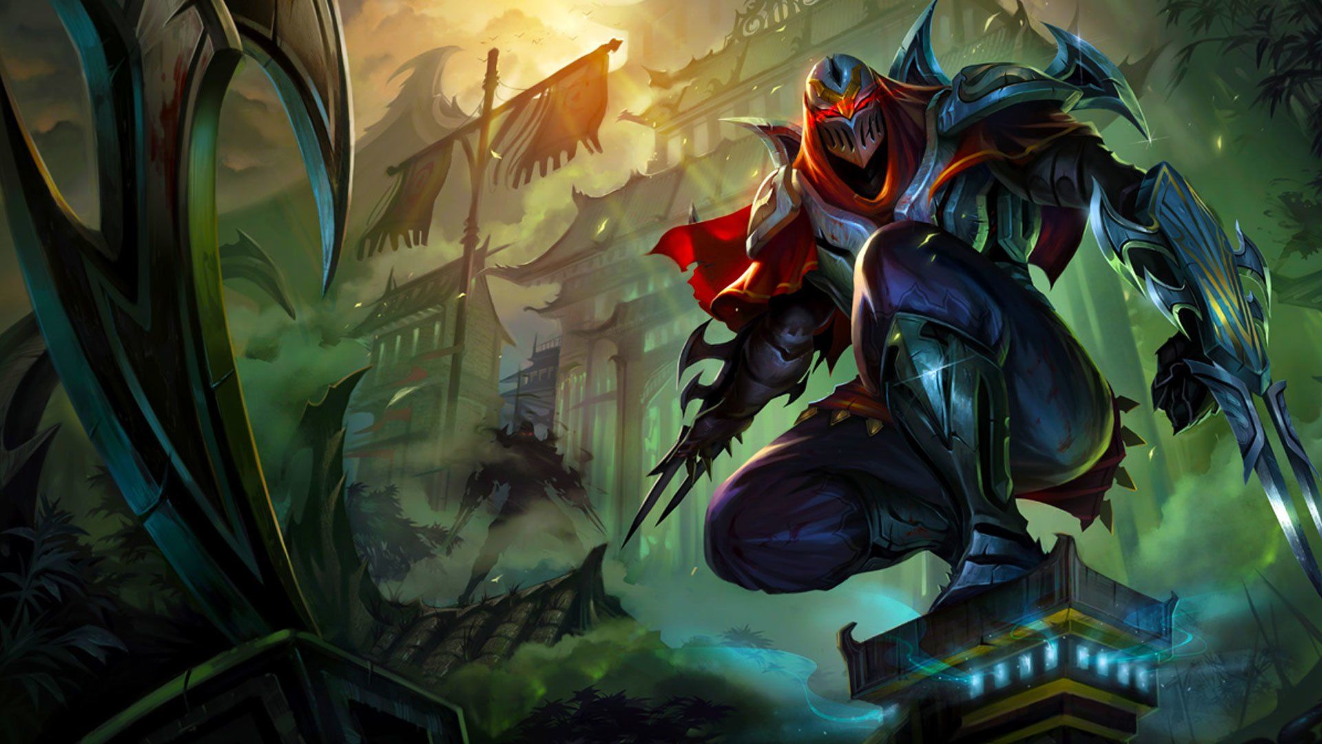 Zed ninja rosso foresta, 1920x1080 Full HD, Desktop
