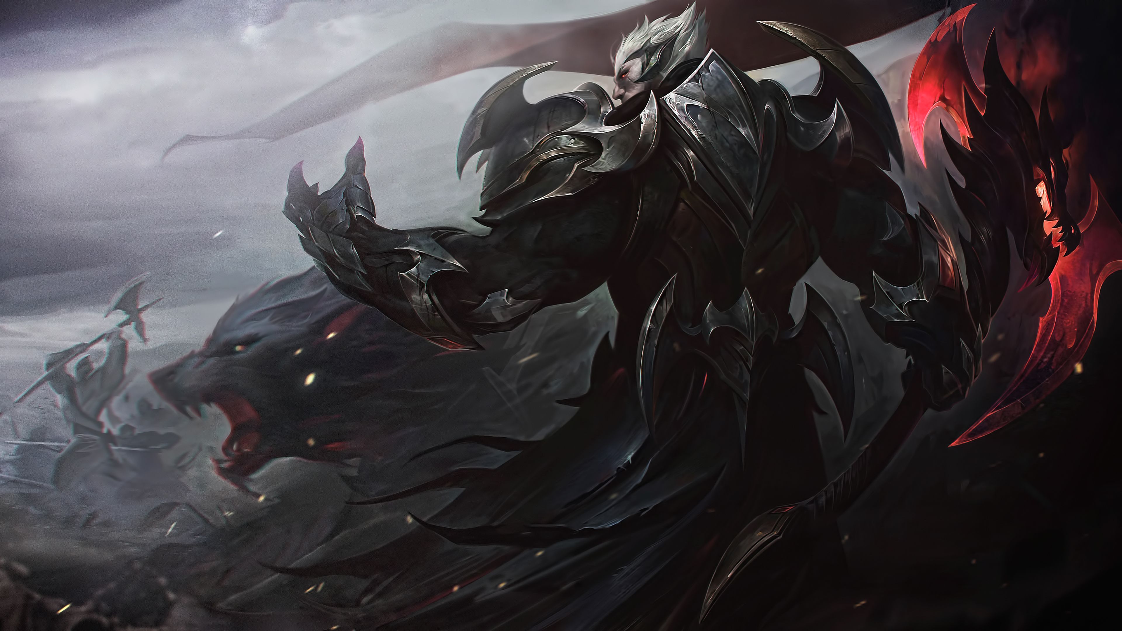 Darius lupo nero rosso, 3840x2160 4K Ultra HD, Monitor 4K