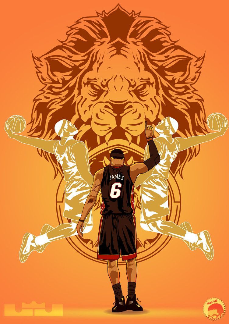 LeBron James cartone leone arancione, 752x1063 Verticale, Telefono