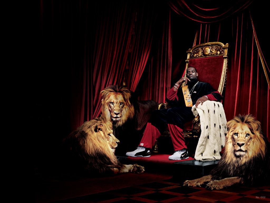 LeBron con corona e leoni, 1024x768 HD, Desktop
