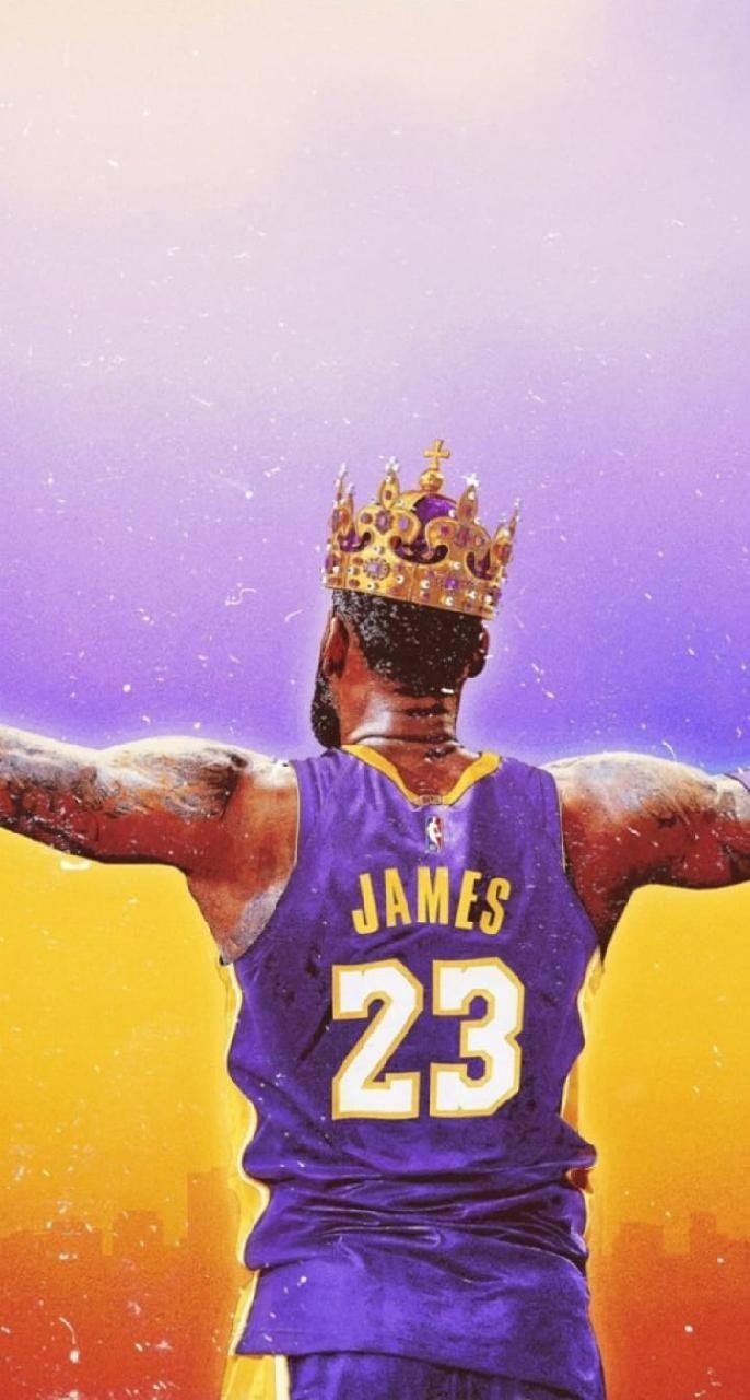 LeBron James con corona, Los Angeles Lakers, 686x1280 Full HD Verticale, iPhone