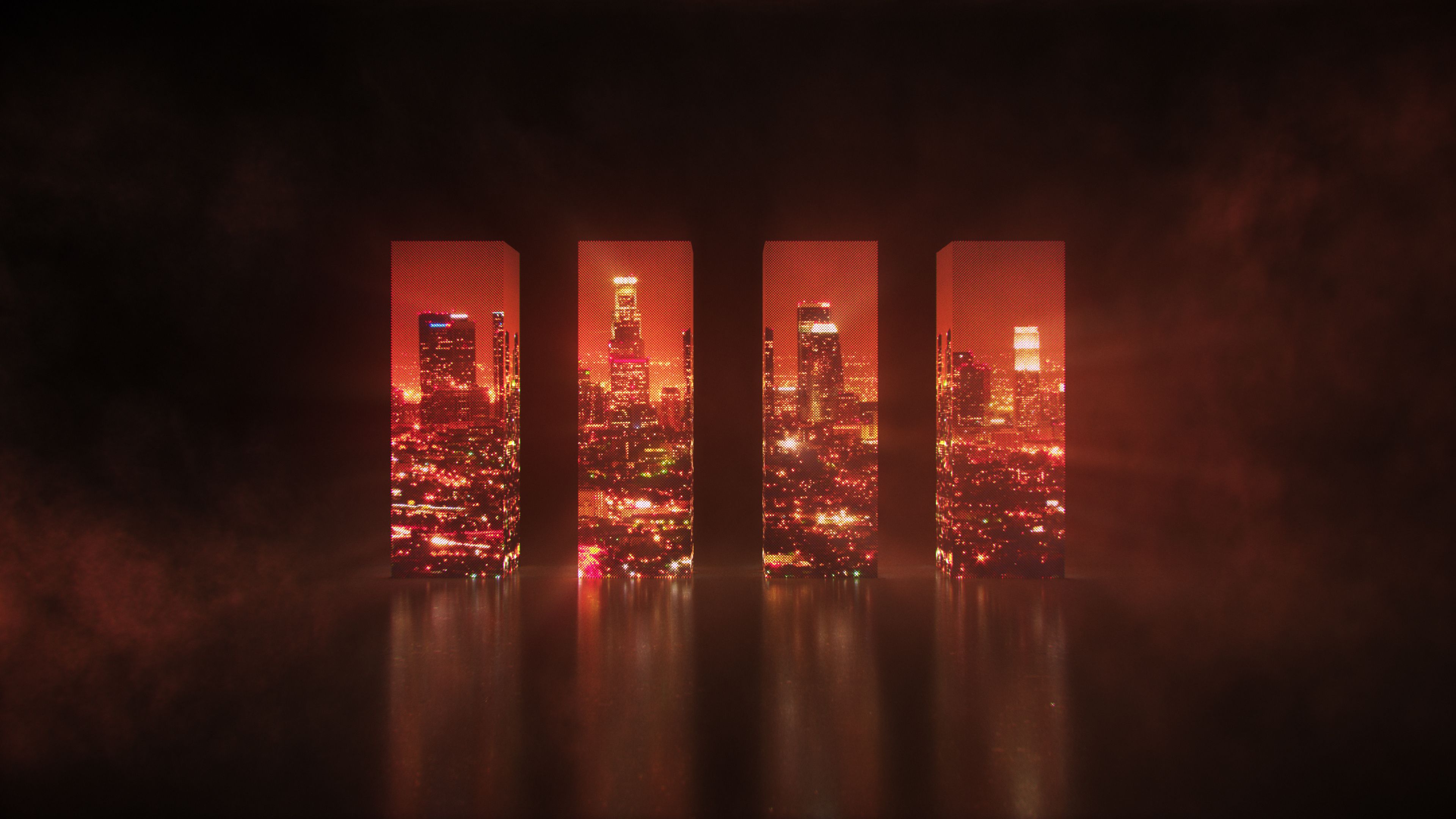 Città notturna con luci rosse, 3840x2160 Ultra HD, Monitor 4K