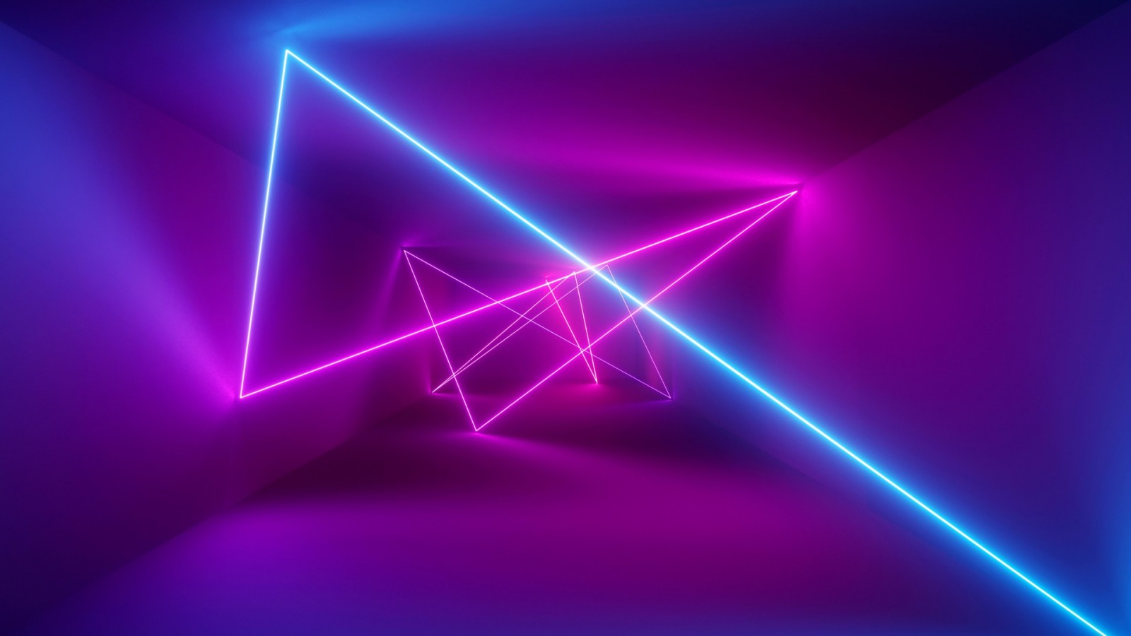 Linee neon triangoli blu rosa, 1600x900 HD Ready, PC Desktop