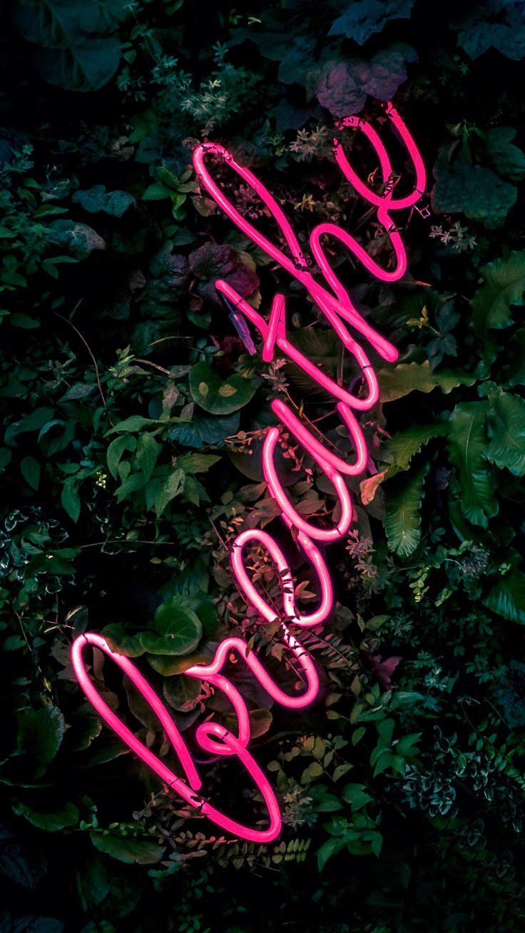Scritta neon rosa breathe, 736x1308 Full HD Verticale, Smartphone