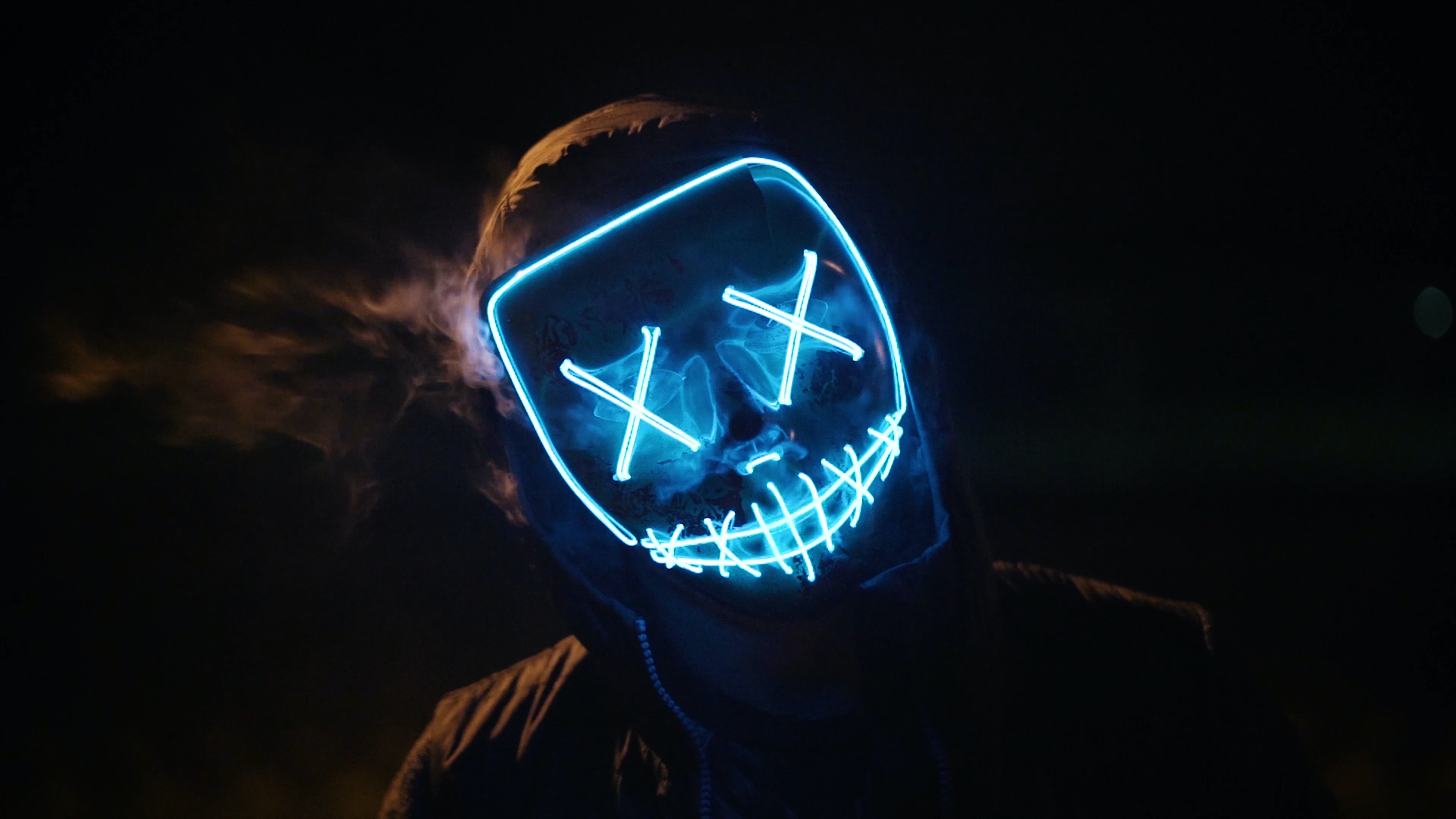 Maschera LED blu neon, 3840x2160 UHD, Monitor 4K