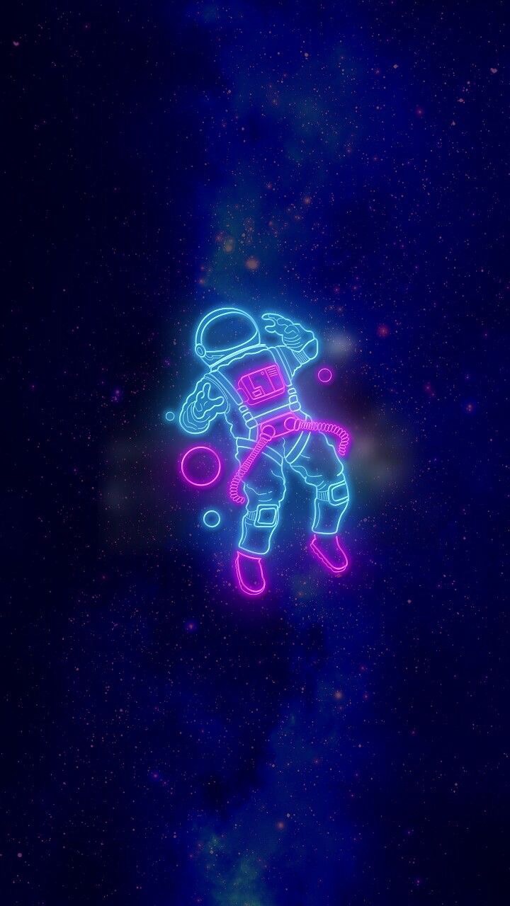 Astronauta neon nello spazio, 720x1280 Full HD Verticale, Smartphone