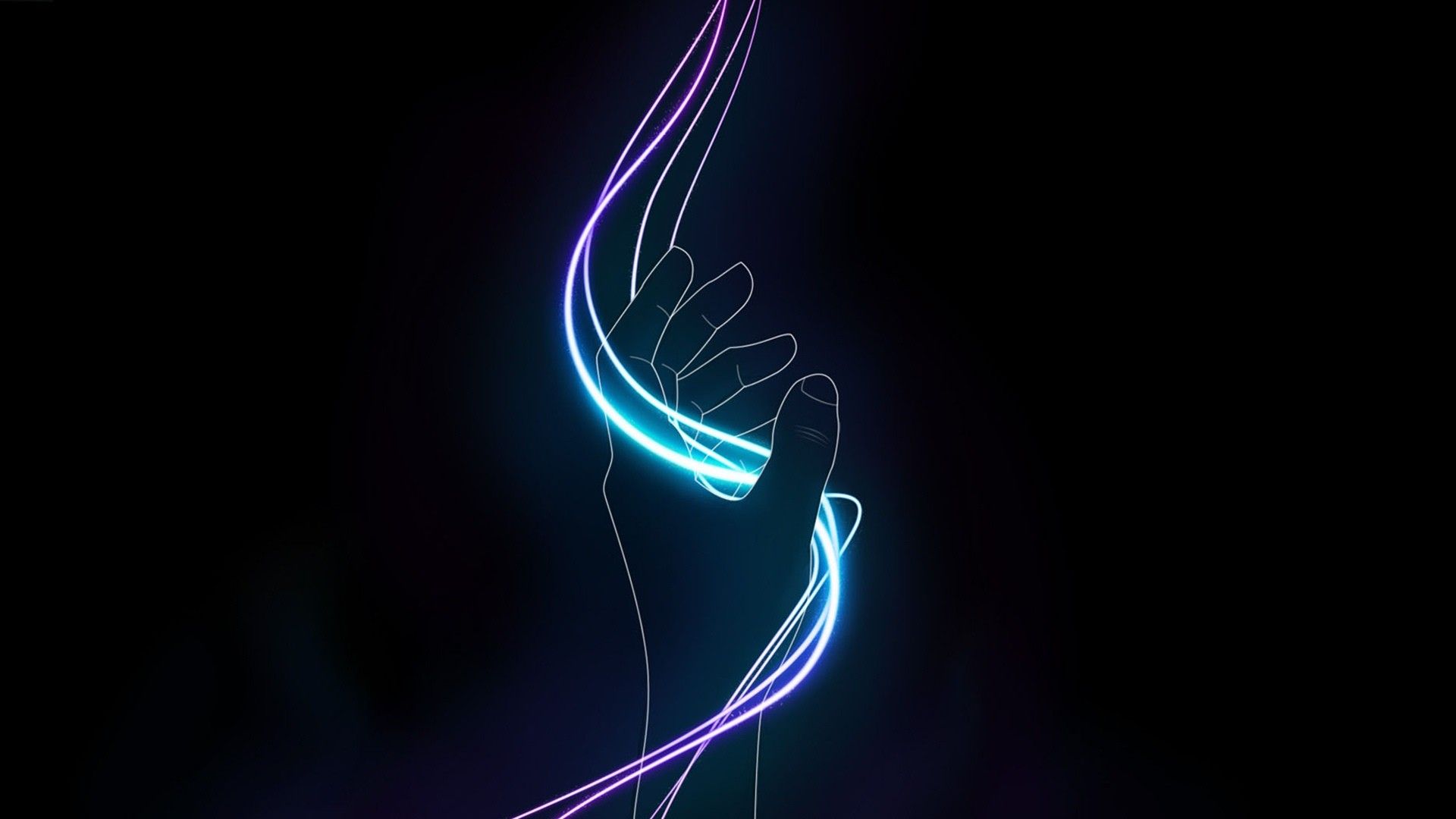 Mano con luci al neon, 1920x1080 Full HD, Desktop