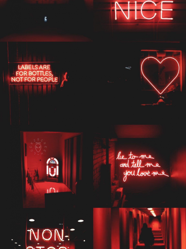 Collage insegne LED rosse neon, 768x1024 Full HD Verticale, iPhone
