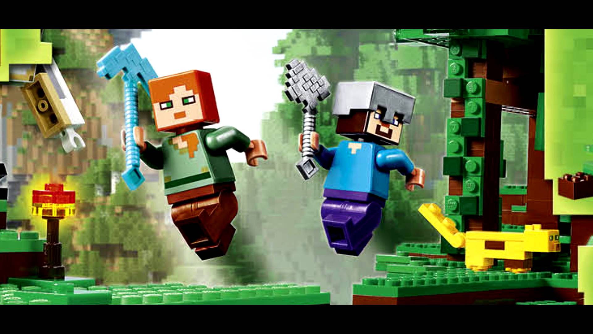 LEGO Minecraft personaggi in corsa, mattoncini, 1920x1080 1080p, Desktop