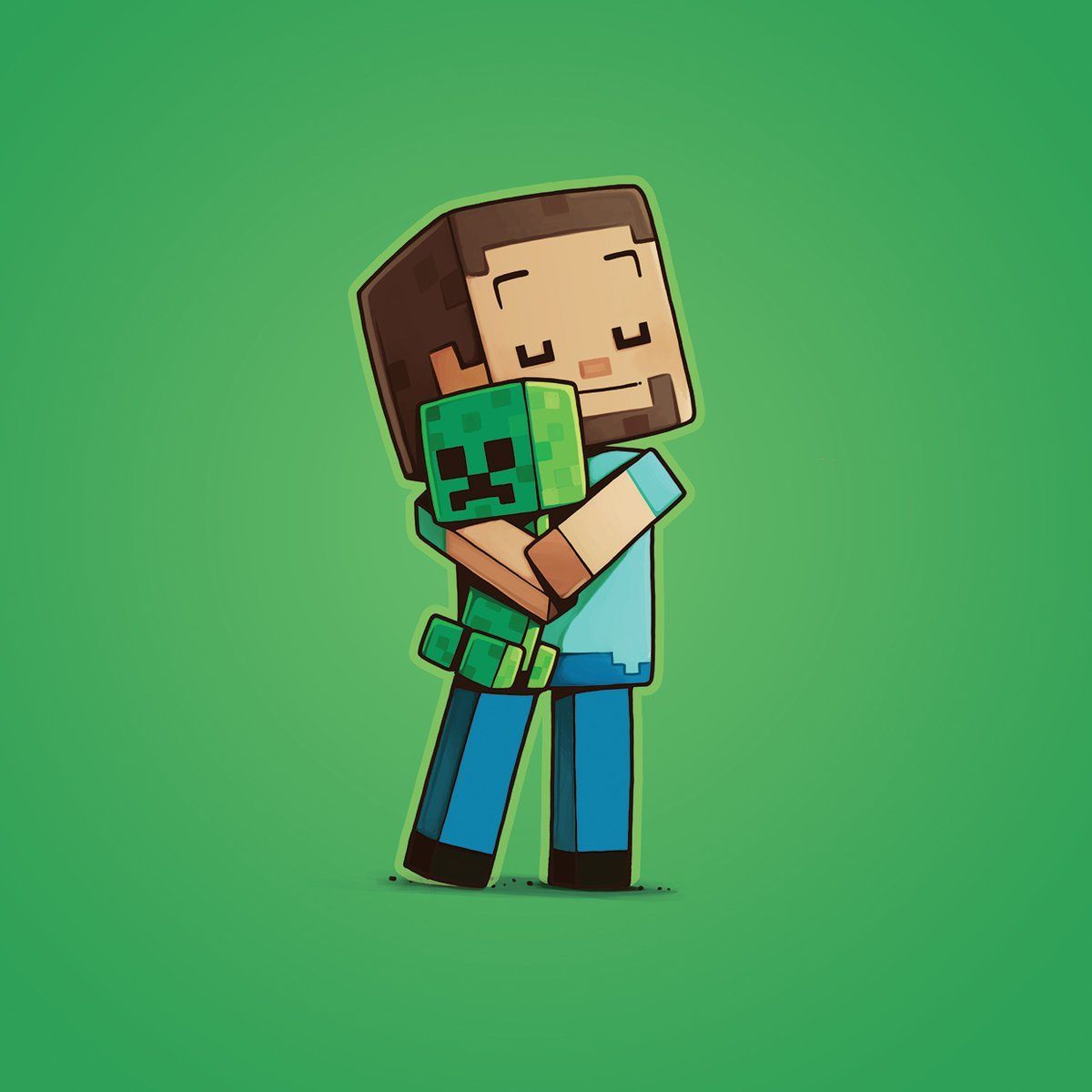 Steve abbraccia Creeper Minecraft, 1200x1200 HD, PC