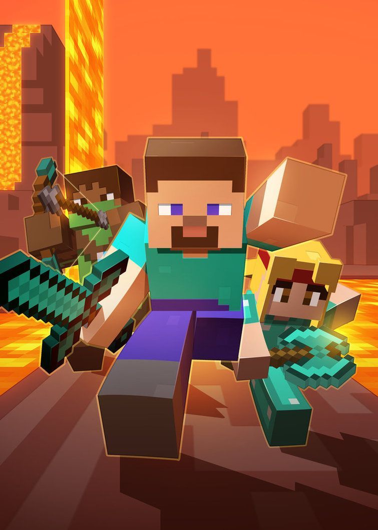 Personaggi Minecraft con spade diamante, 755x1059 Verticale, Mobile