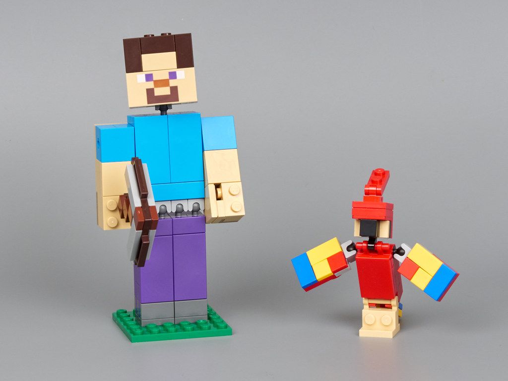 LEGO Minecraft Steve con pappagallo, mattoncini, 1024x768 HD, Desktop