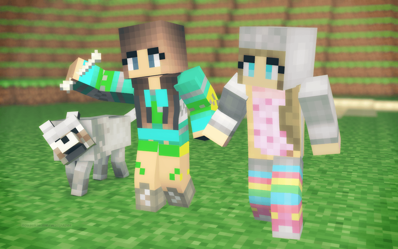 Personaggi LEGO Minecraft con lupo, 1366x853 720p, PC