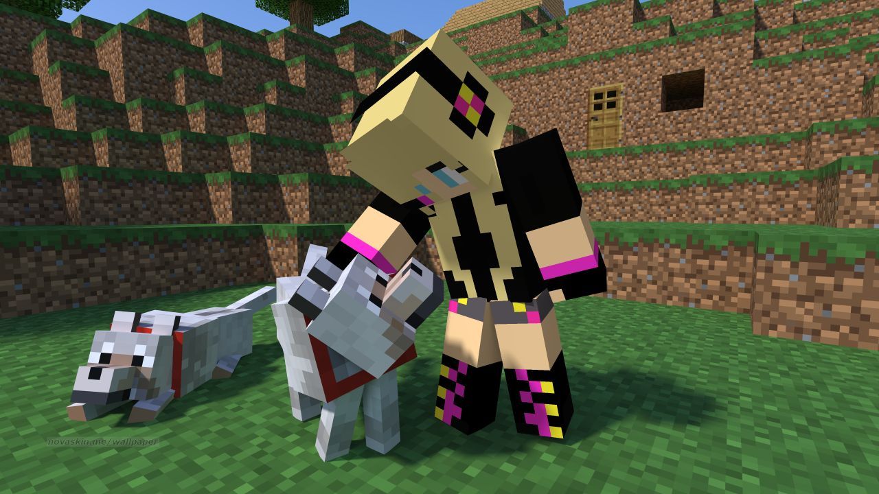 Personaggio LEGO Minecraft con lupi, 1280x720 720p, PC
